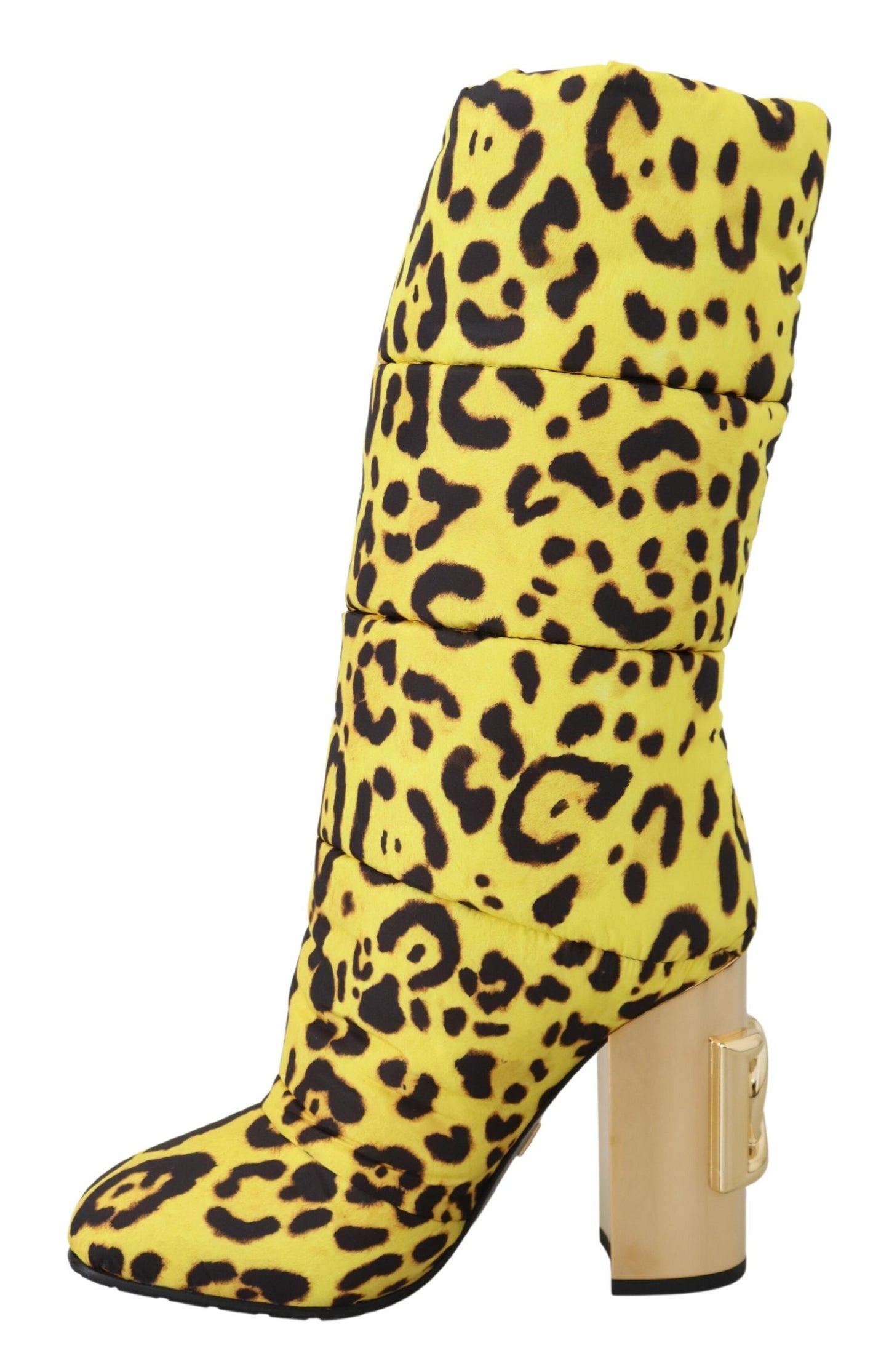Gelbe Leopardenmuster gesteppte Stiefel Schuhe