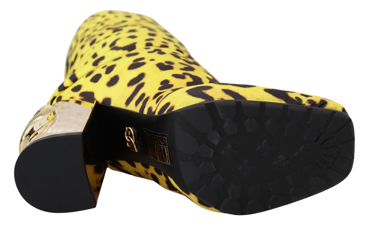 Gelbe Leopardenmuster gesteppte Stiefel Schuhe
