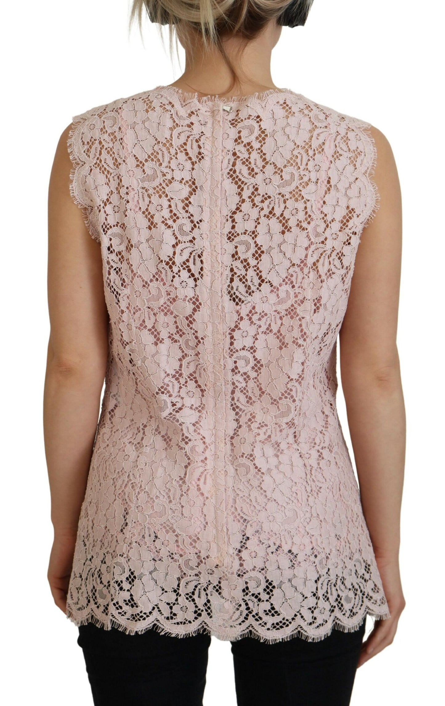 Pinke florale Spitze ärmelloses Tank-Bluse Top