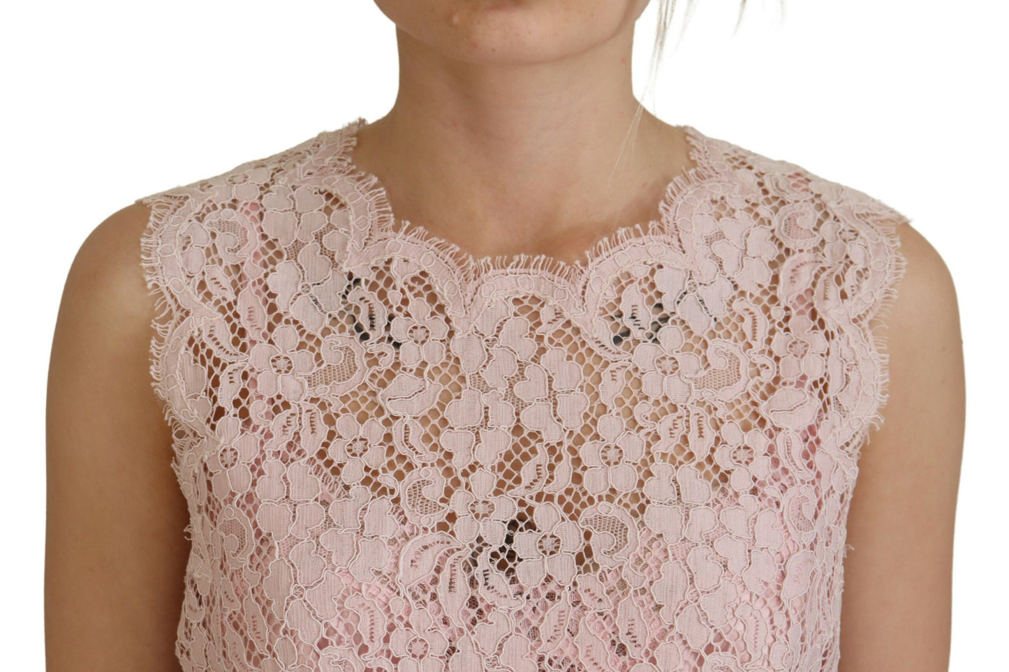 Pinke florale Spitze ärmelloses Tank-Bluse Top