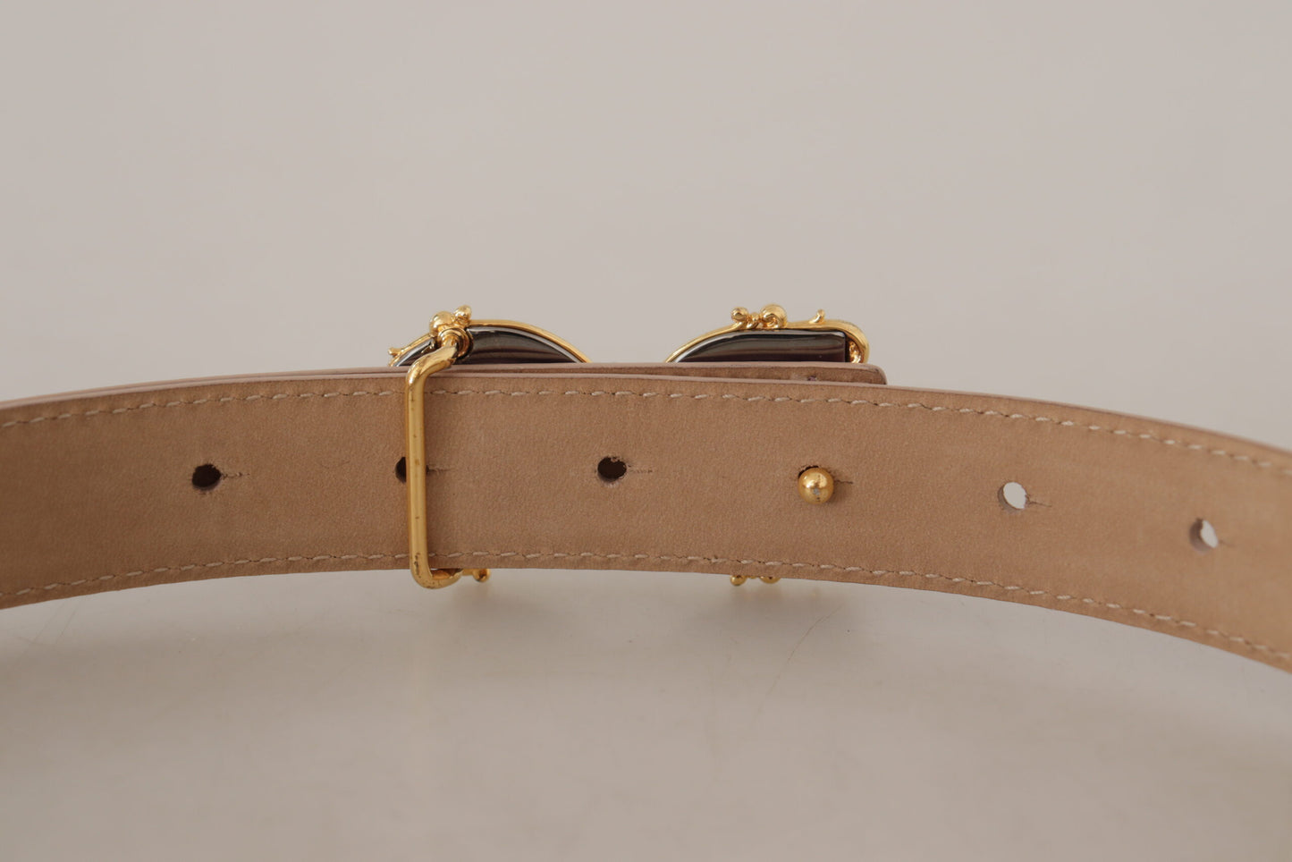 Rosa Leder Barock Gold Metall DG Logo Schnalle Gürtel