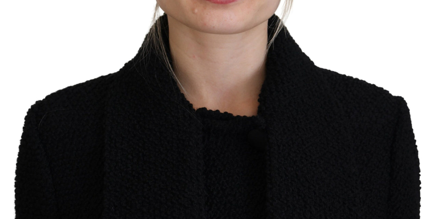 Schwarzer Woll-Strick-Blazer Frauen Mantel Jacke