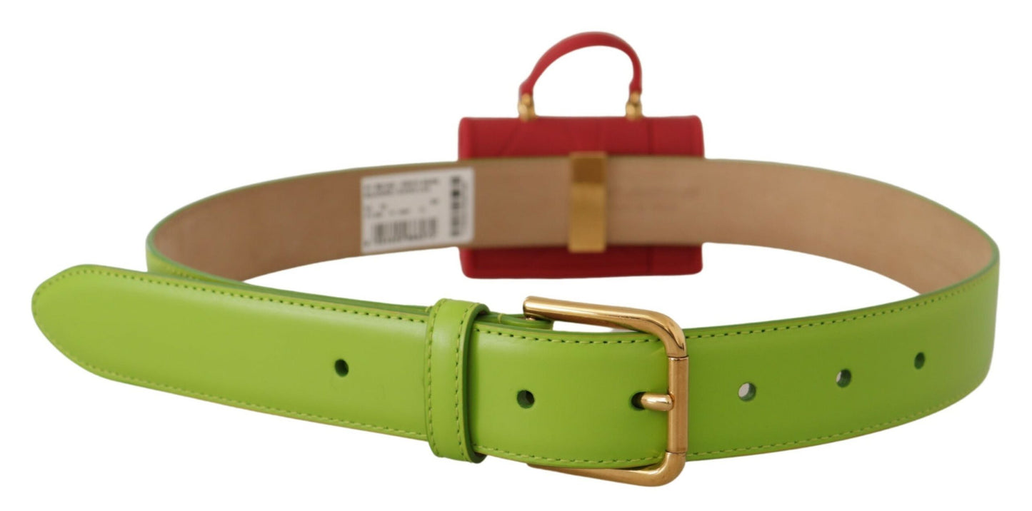 Grünes Leder Devotion Heart Micro Tasche Kopfhörer Gürtel