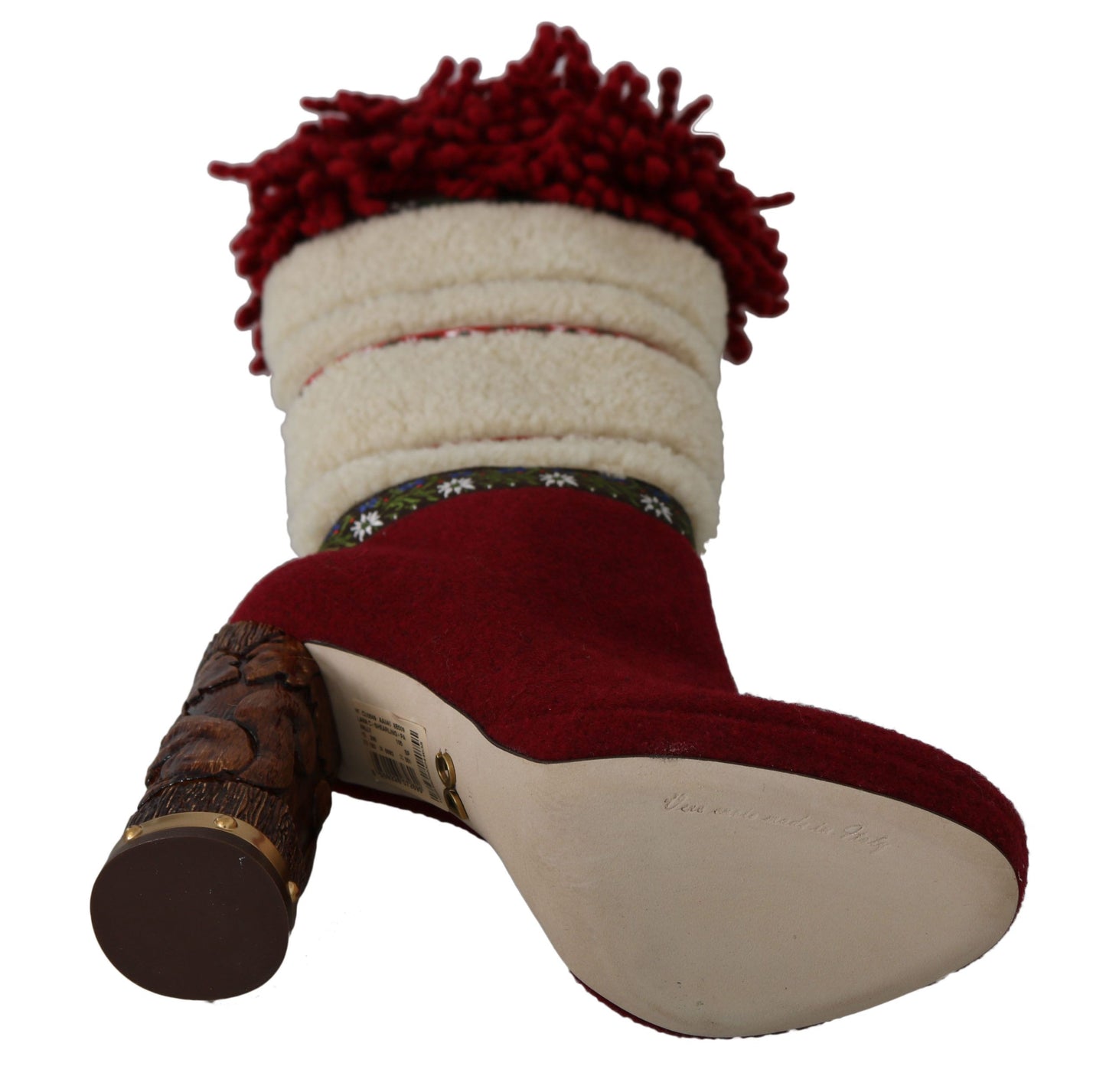 Rote Wolle Shearling Holzstiefel Stiefel Schuhe