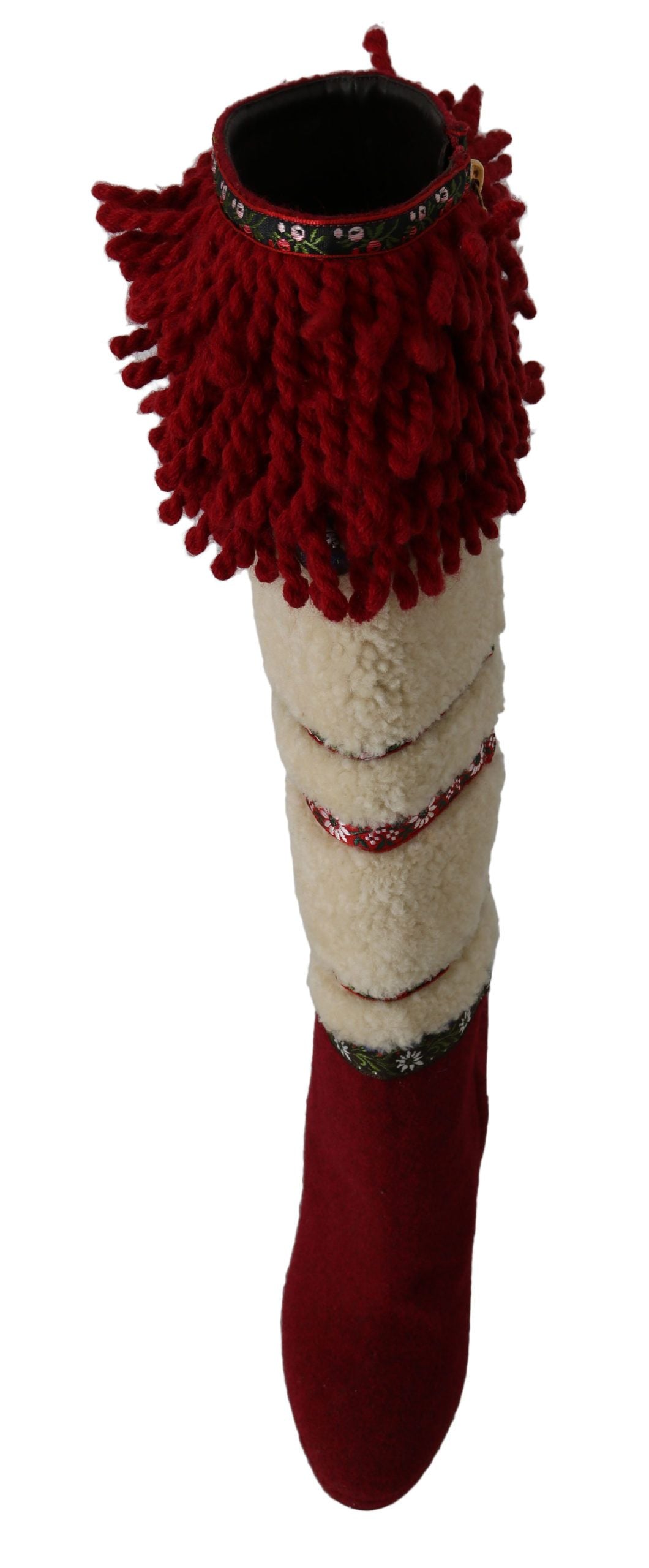 Rote Wolle Shearling Holzstiefel Stiefel Schuhe