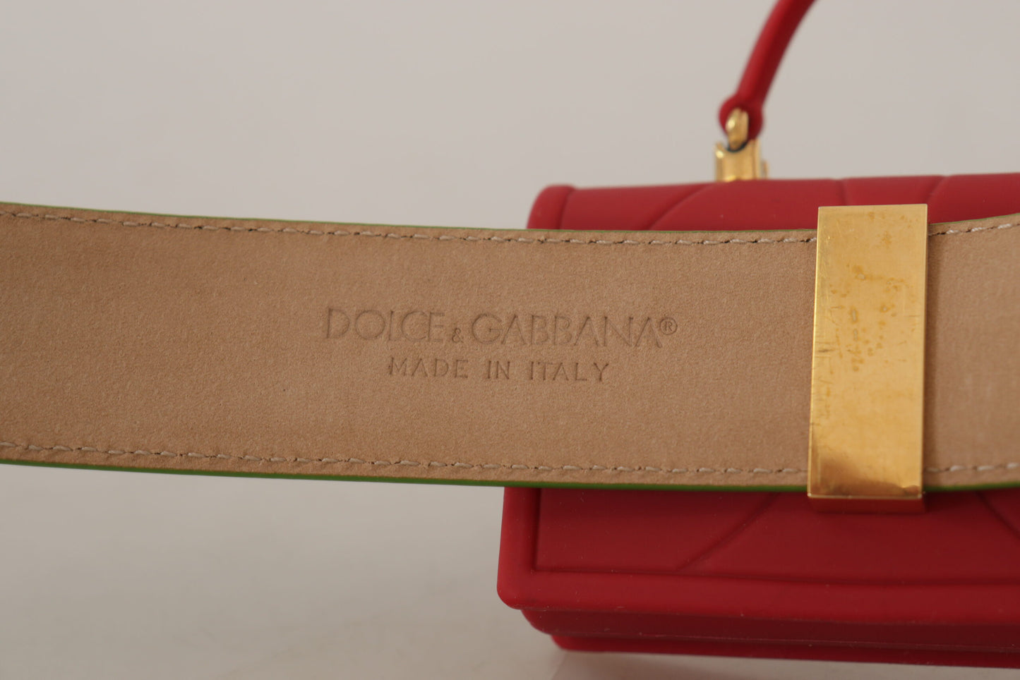 Grünes Leder Devotion Heart Micro Tasche Kopfhörer Gürtel