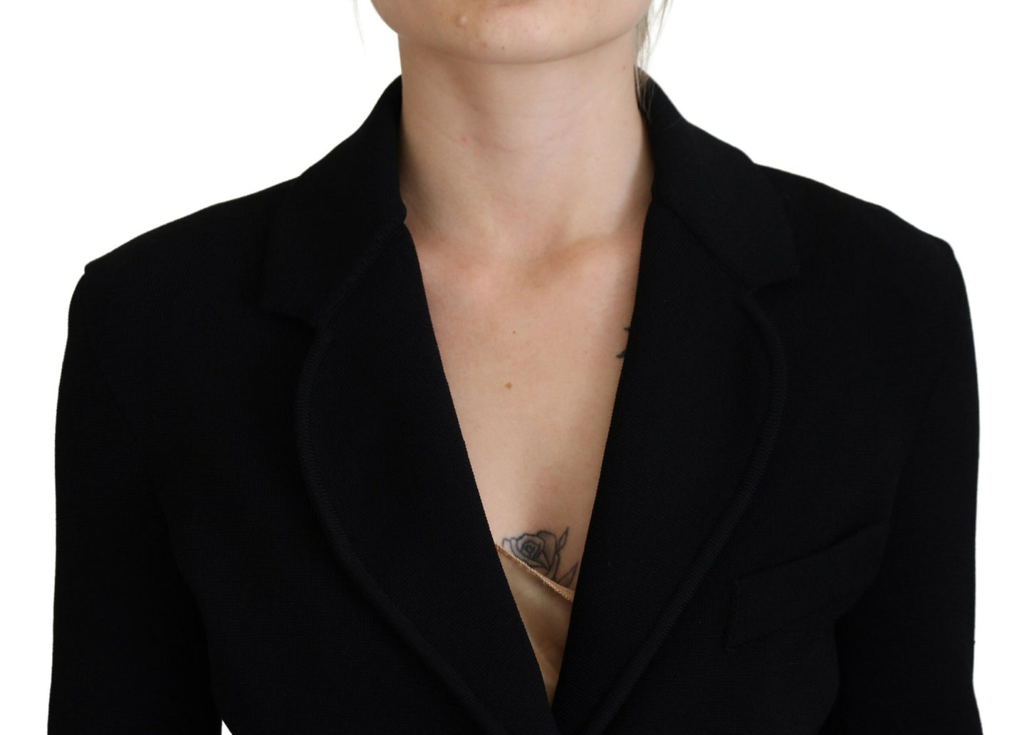 Schwarze Strickjacke mit Knöpfen Blazer Viskose Jacke