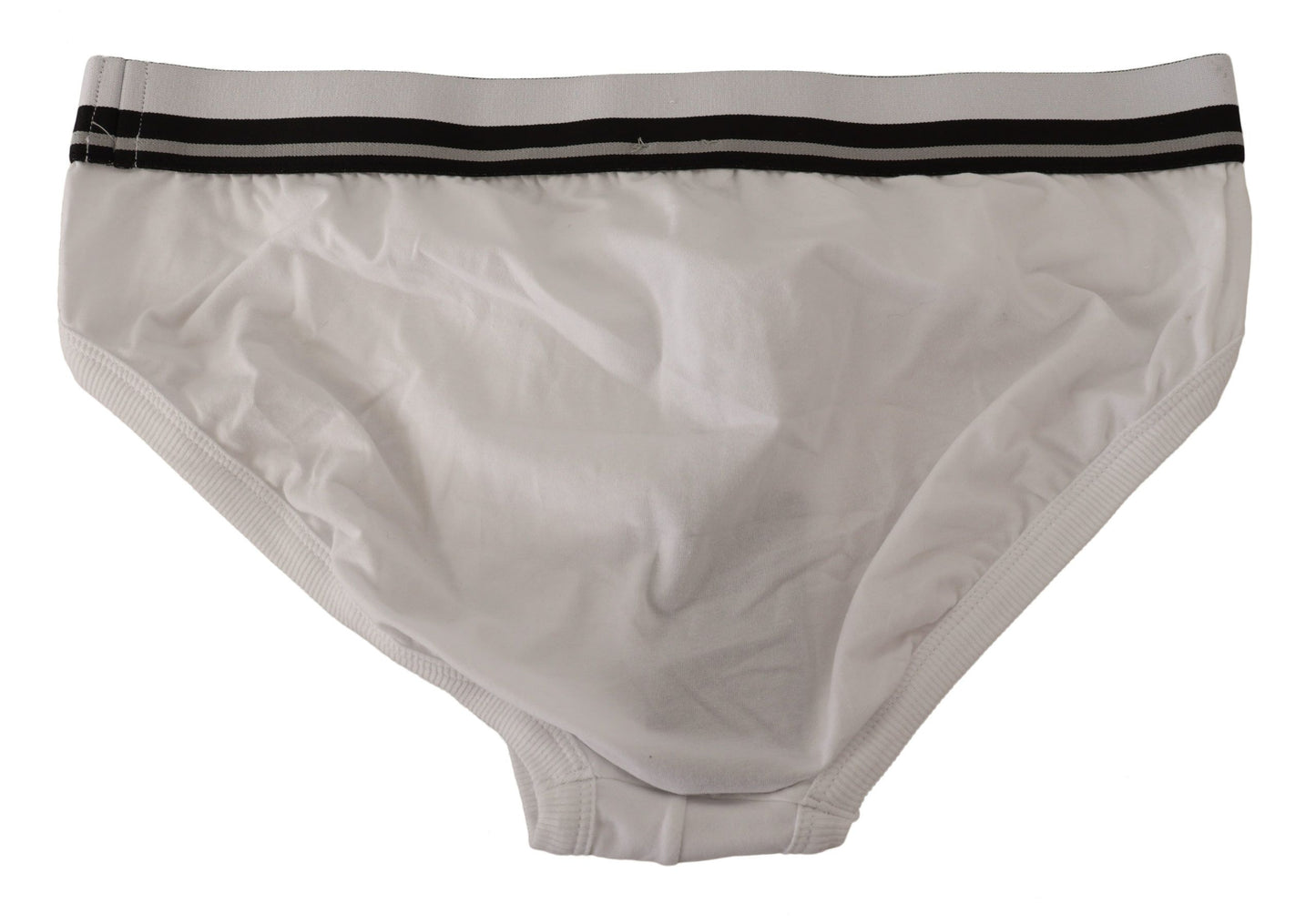 Weiß gestreifte Baumwoll-Stretch-Midislip-Unterwäsche
