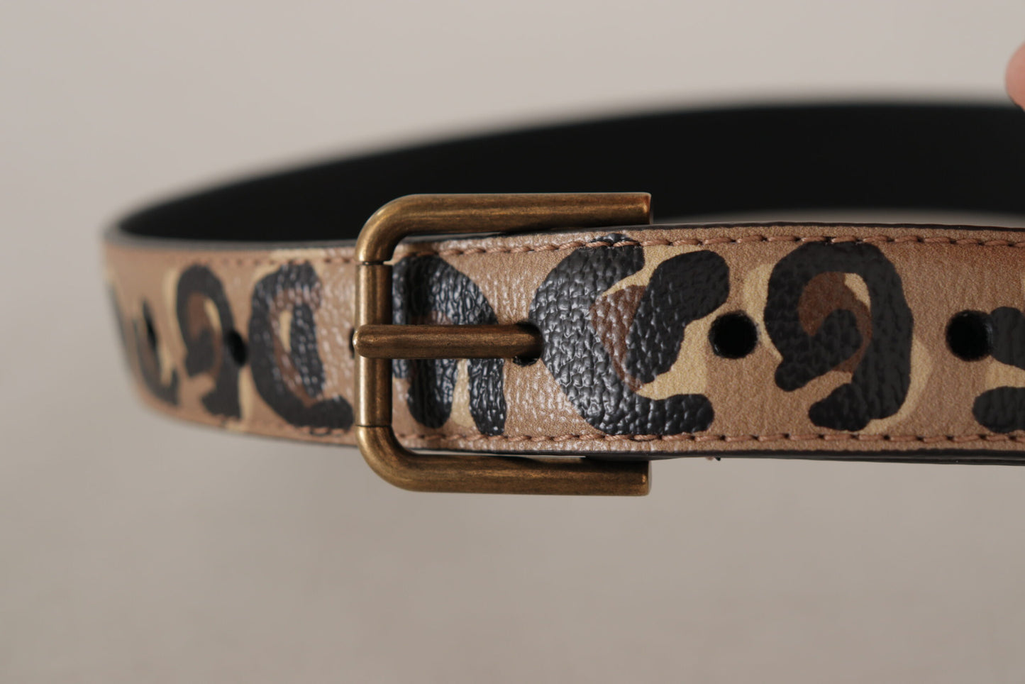 Brauner Leopard Print Vintage Metall Taille Schnalle Gürtel