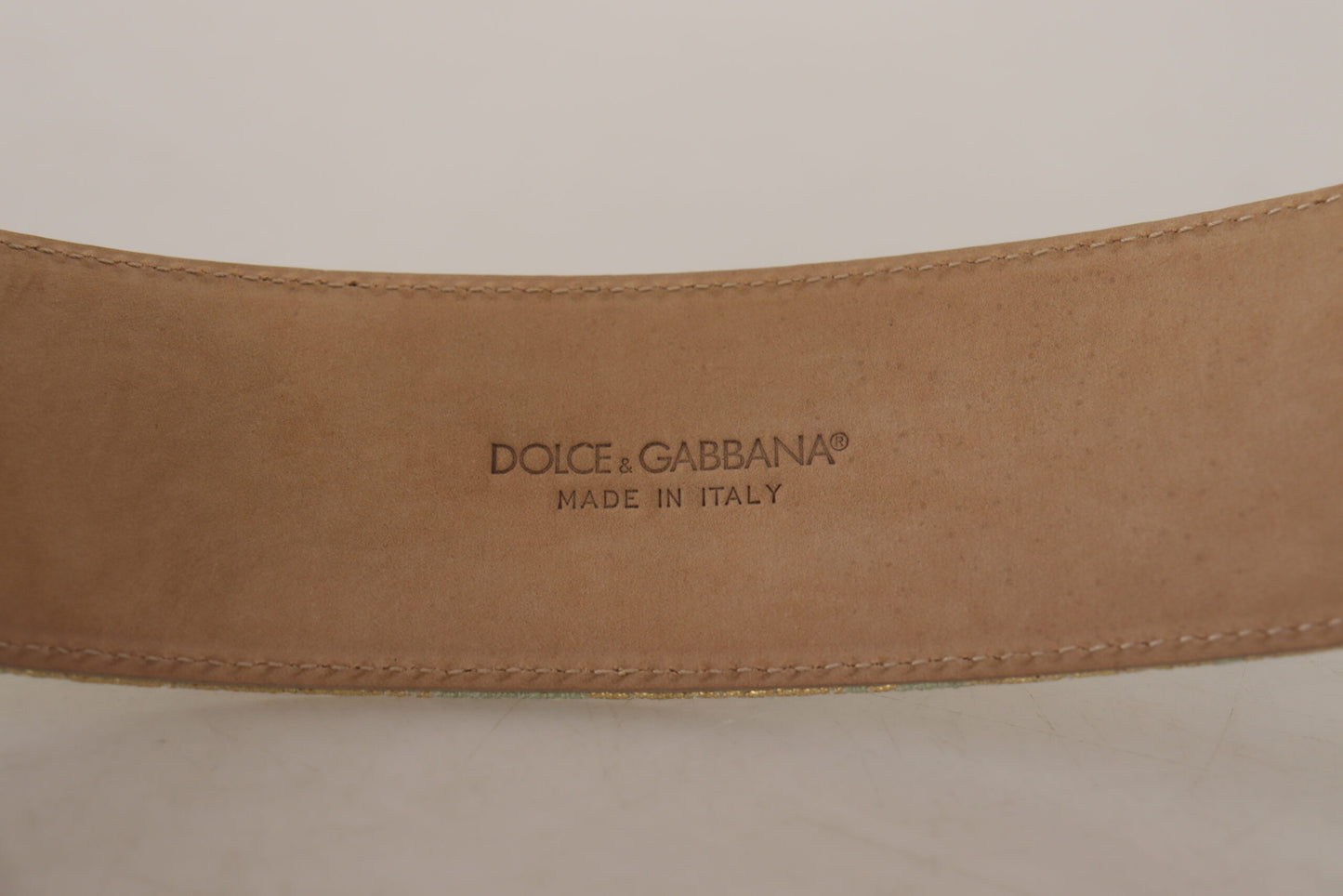 Grüner breiter Brokat-Jacquard-Gürtel mit DG-Logo und goldener Schnalle