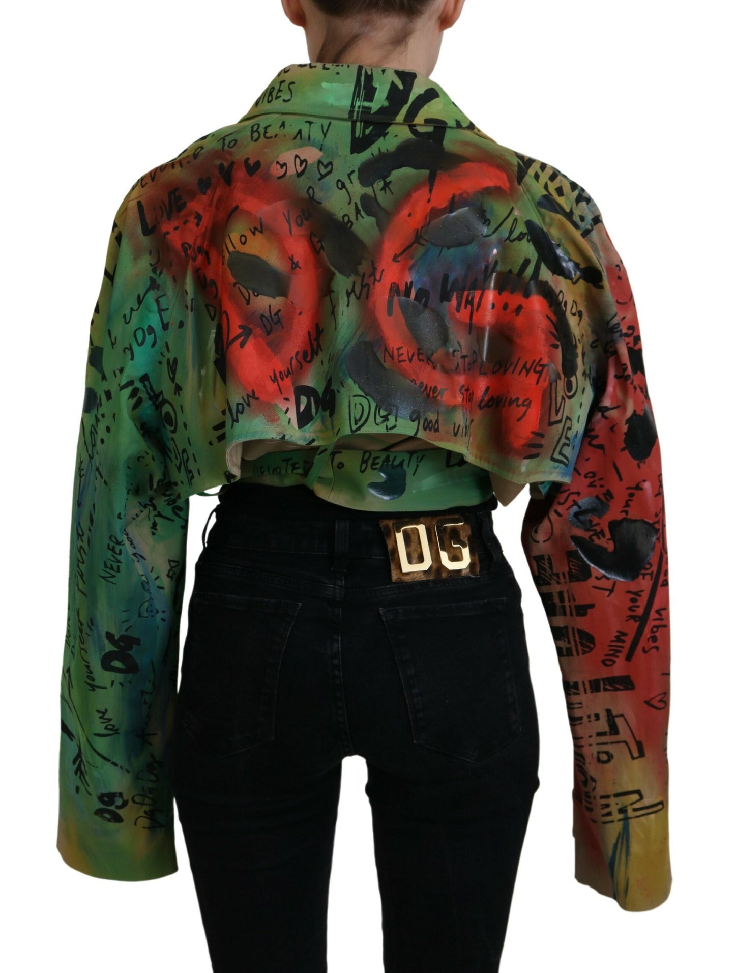 Multicolor Baumwoll-Stretch-Cropped-Mantel Jacke