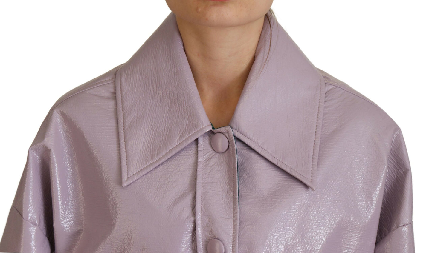 Lila Baumwolle Button Down Cropped Jacket