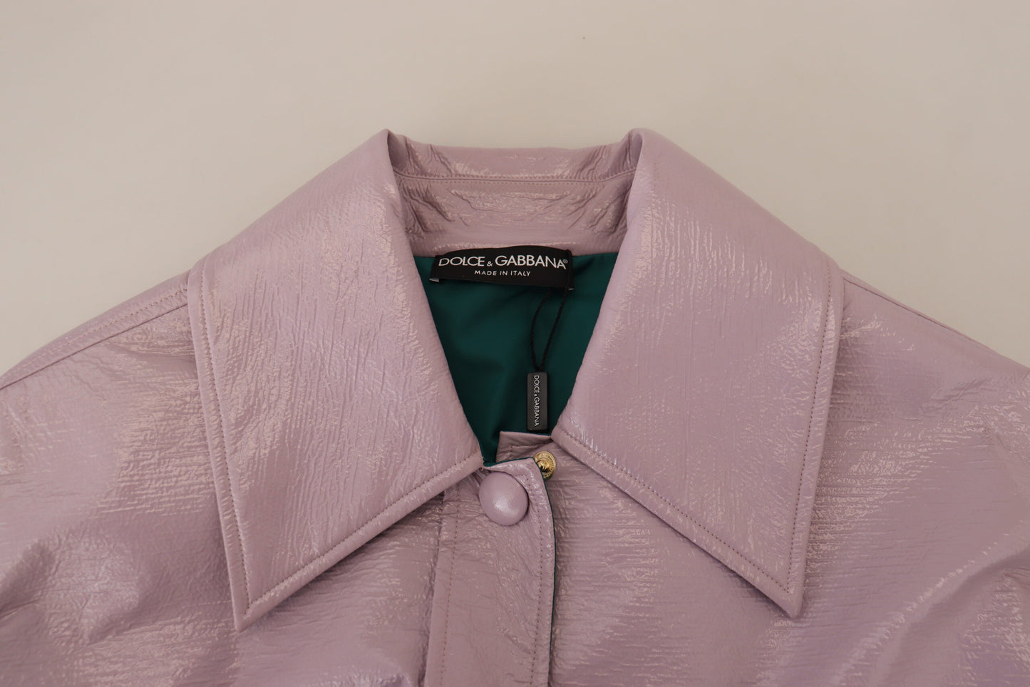 Lila Baumwolle Button Down Cropped Jacket