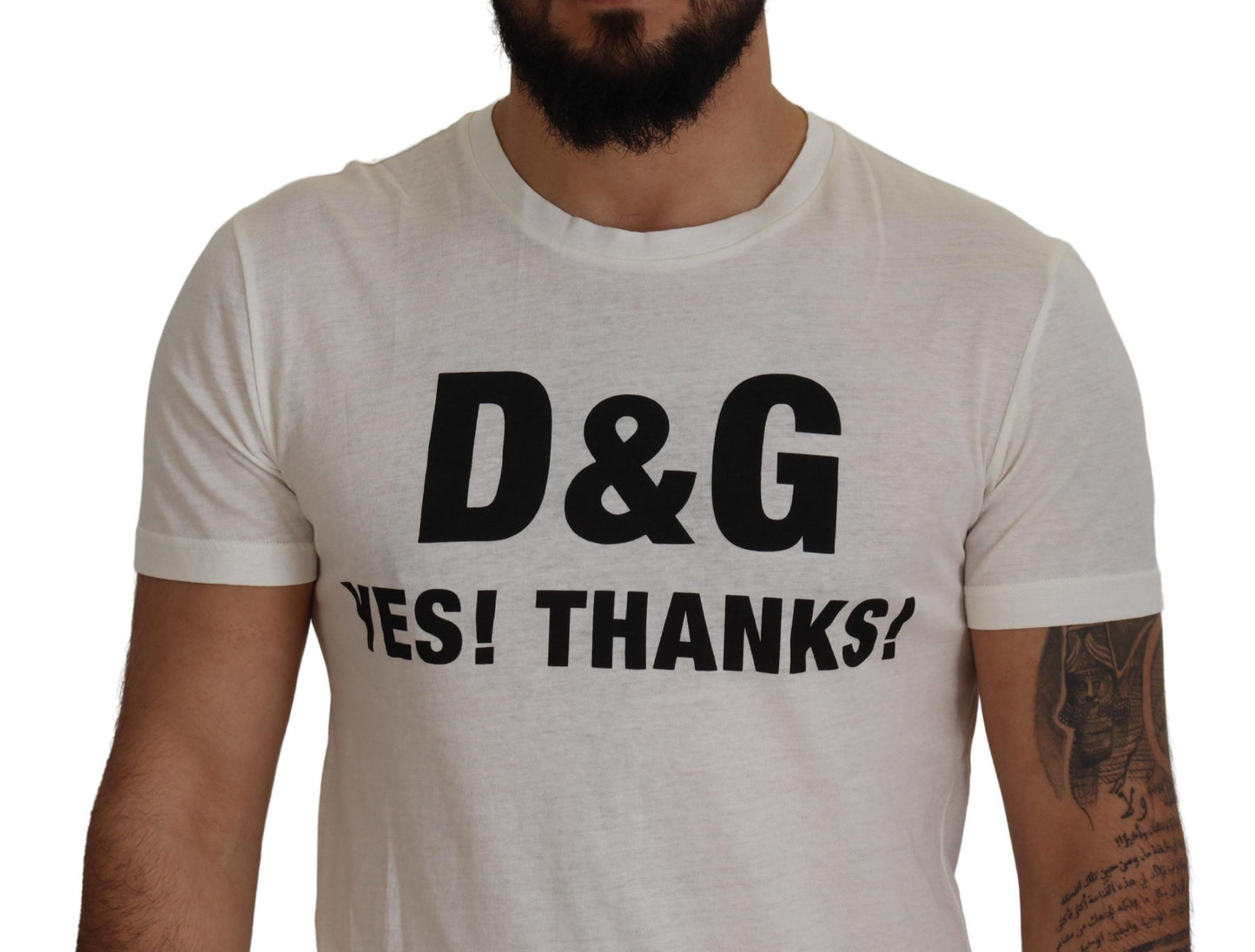Weiß D&G JA! DANKE! Tee Baumwoll-T-Shirt