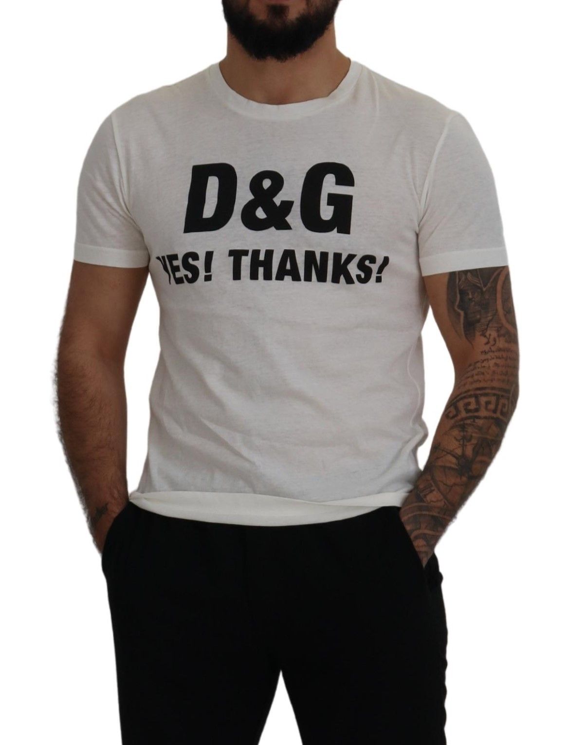 Weiß D&G JA! DANKE! Tee Baumwoll-T-Shirt
