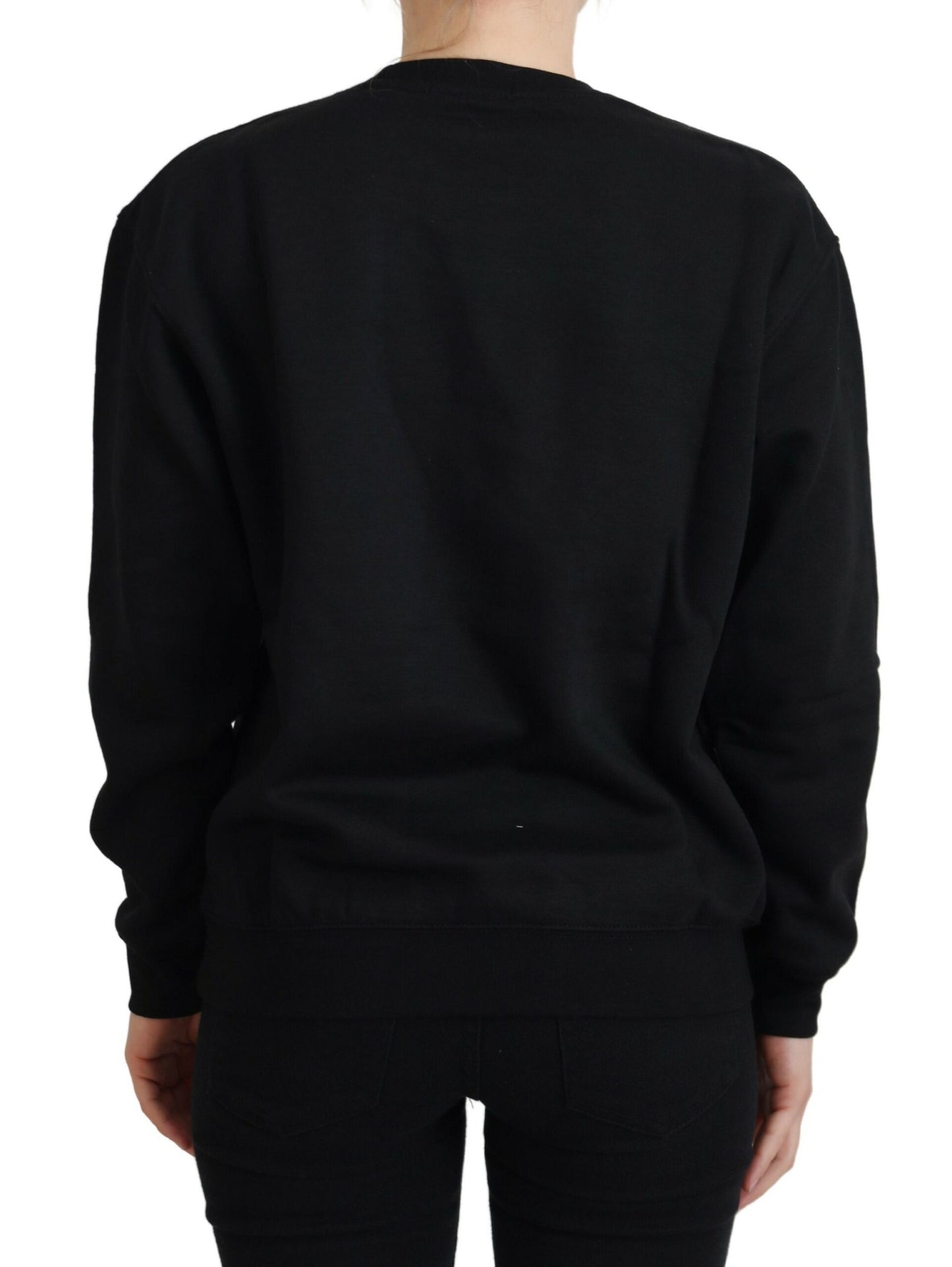 Schwarzer bedruckter Pullover mit langen Ärmeln