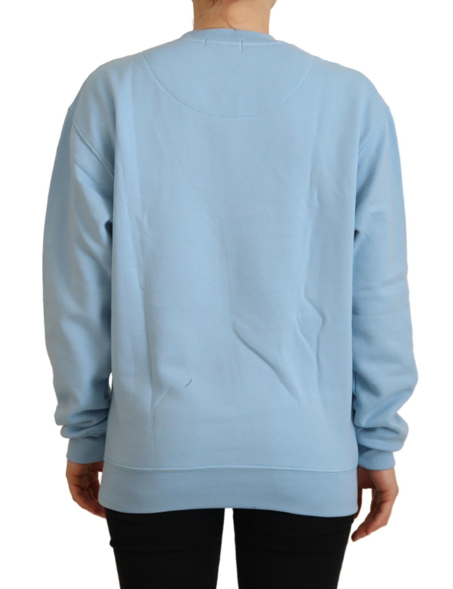 Hellblauer Pullover mit Logodruck und langen Ärmeln