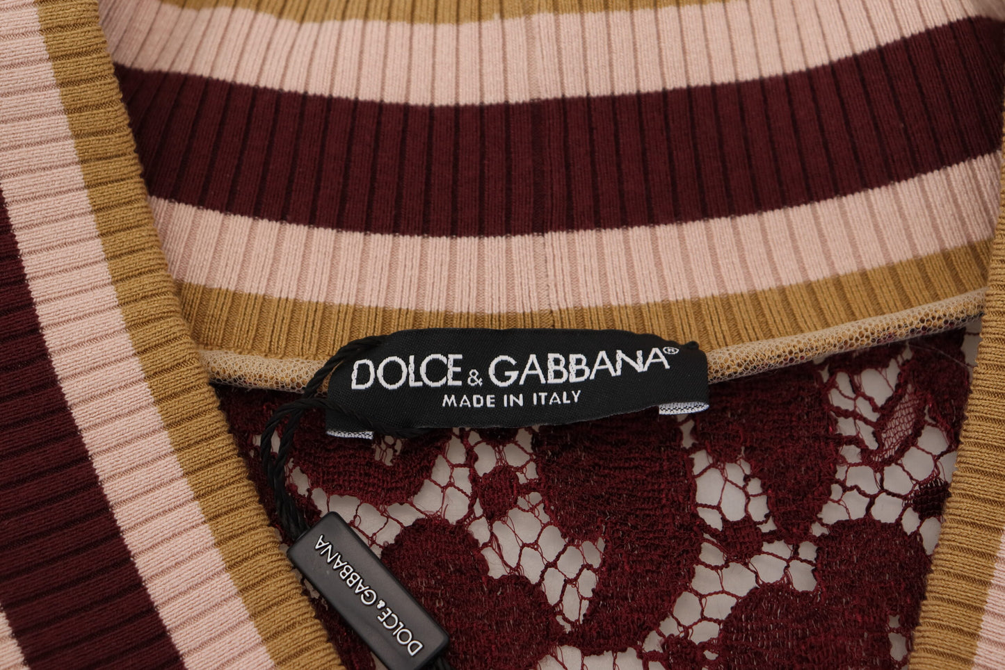 Multicolor Spitze Pullover mit V-Ausschnitt