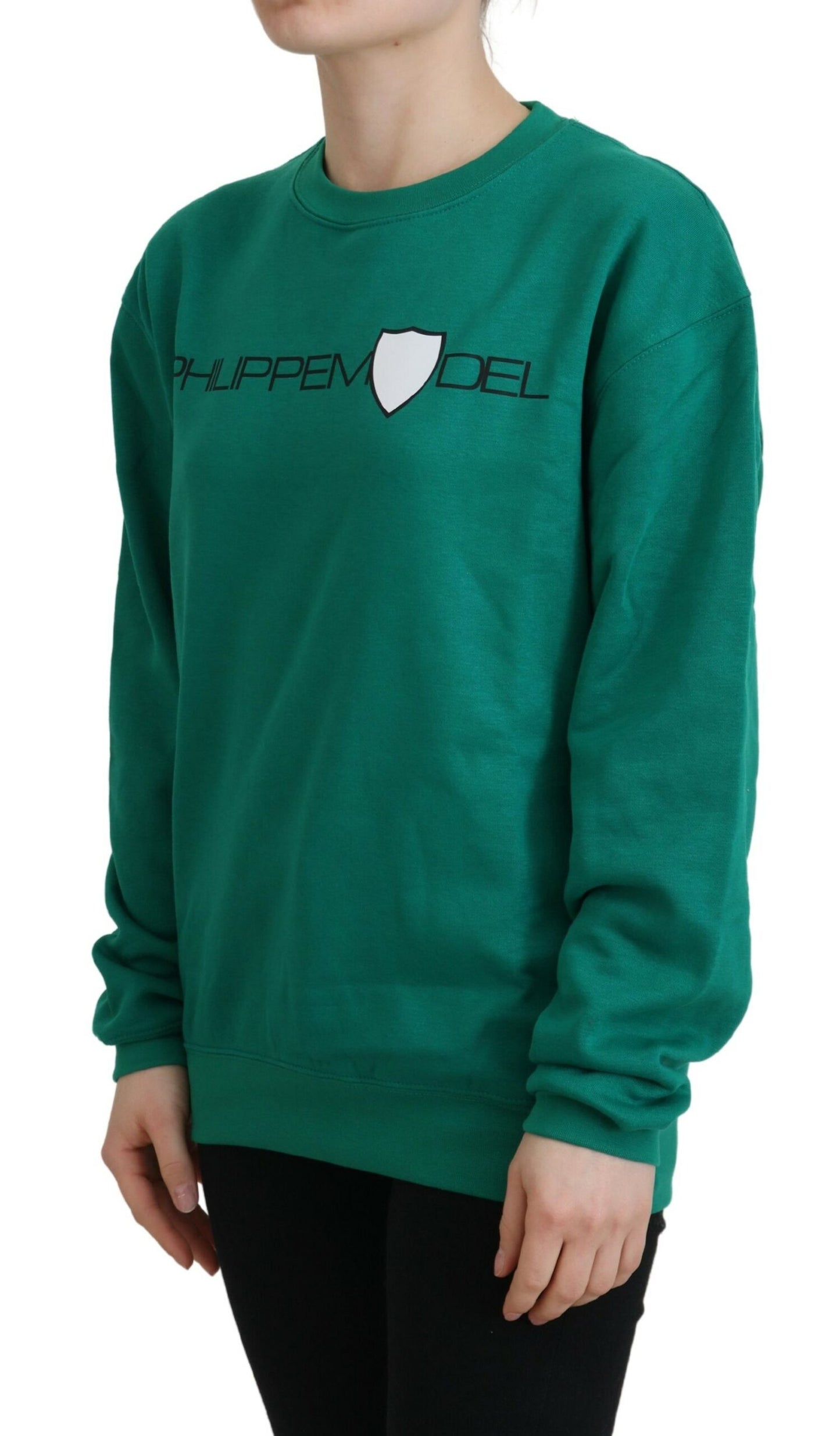 Grün bedruckter Langarmpullover Pullover
