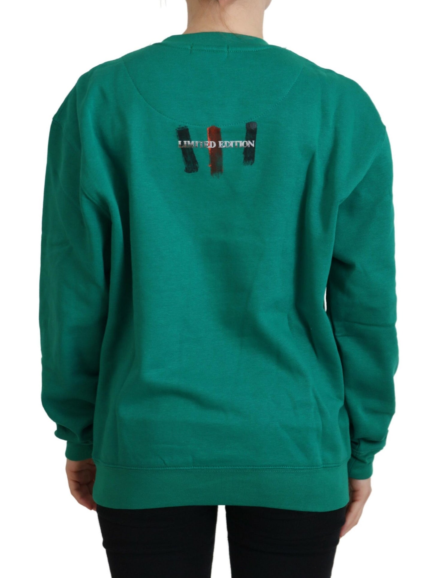 Grün bedruckter Langarmpullover Pullover