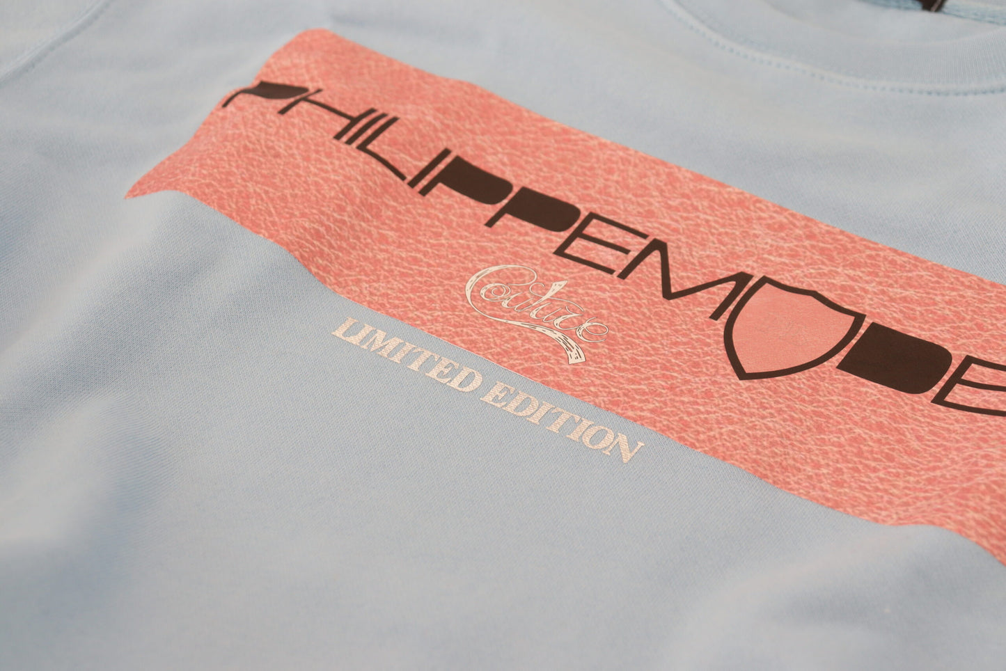 Hellblauer Pullover mit Logodruck und langen Ärmeln