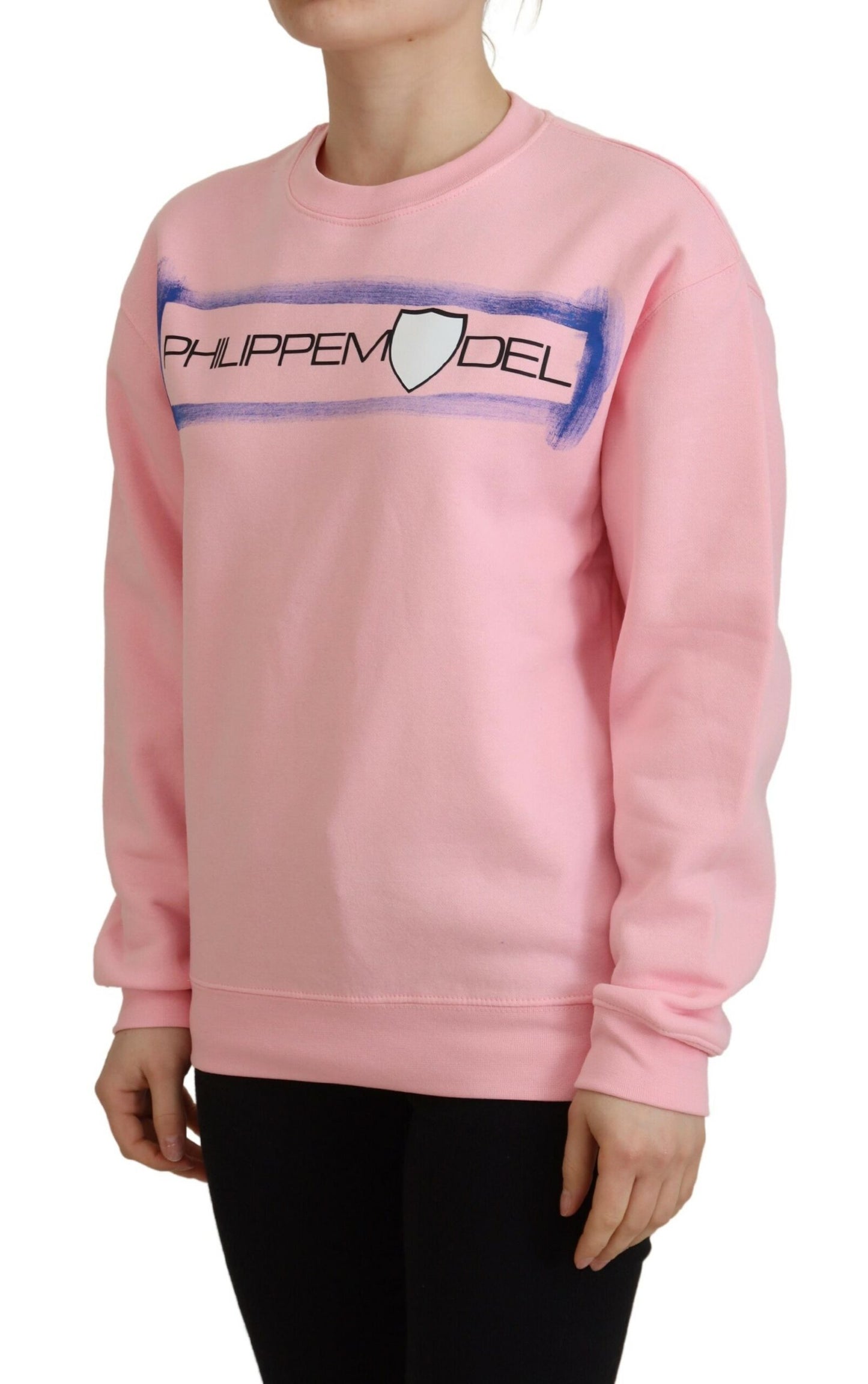 Rosa bedruckter Pullover mit langen Ärmeln
