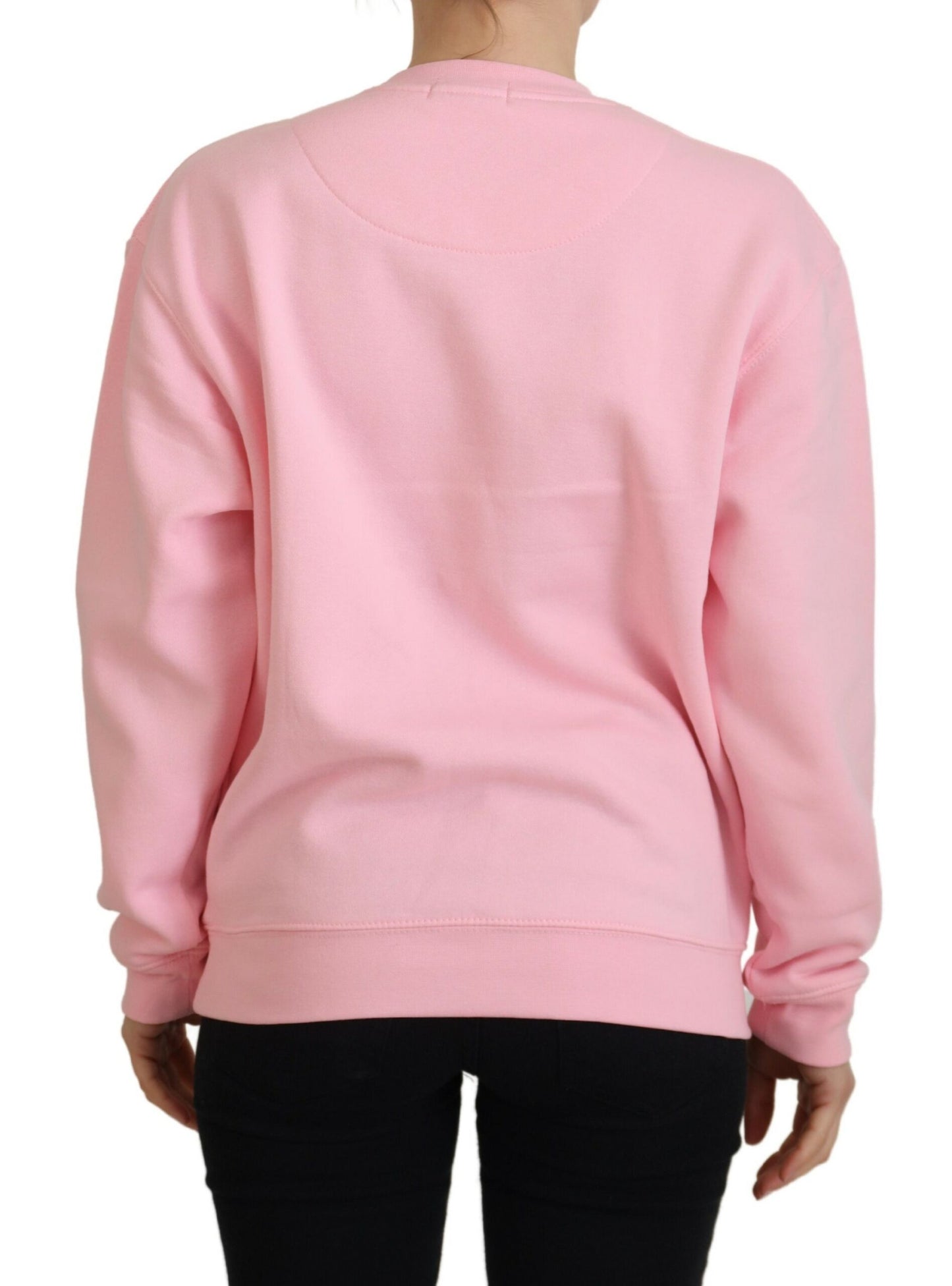 Rosa bedruckter Pullover mit langen Ärmeln