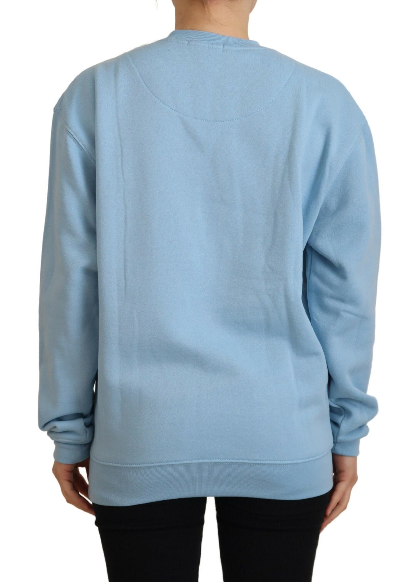 Hellblauer Pullover mit Logodruck und langen Ärmeln