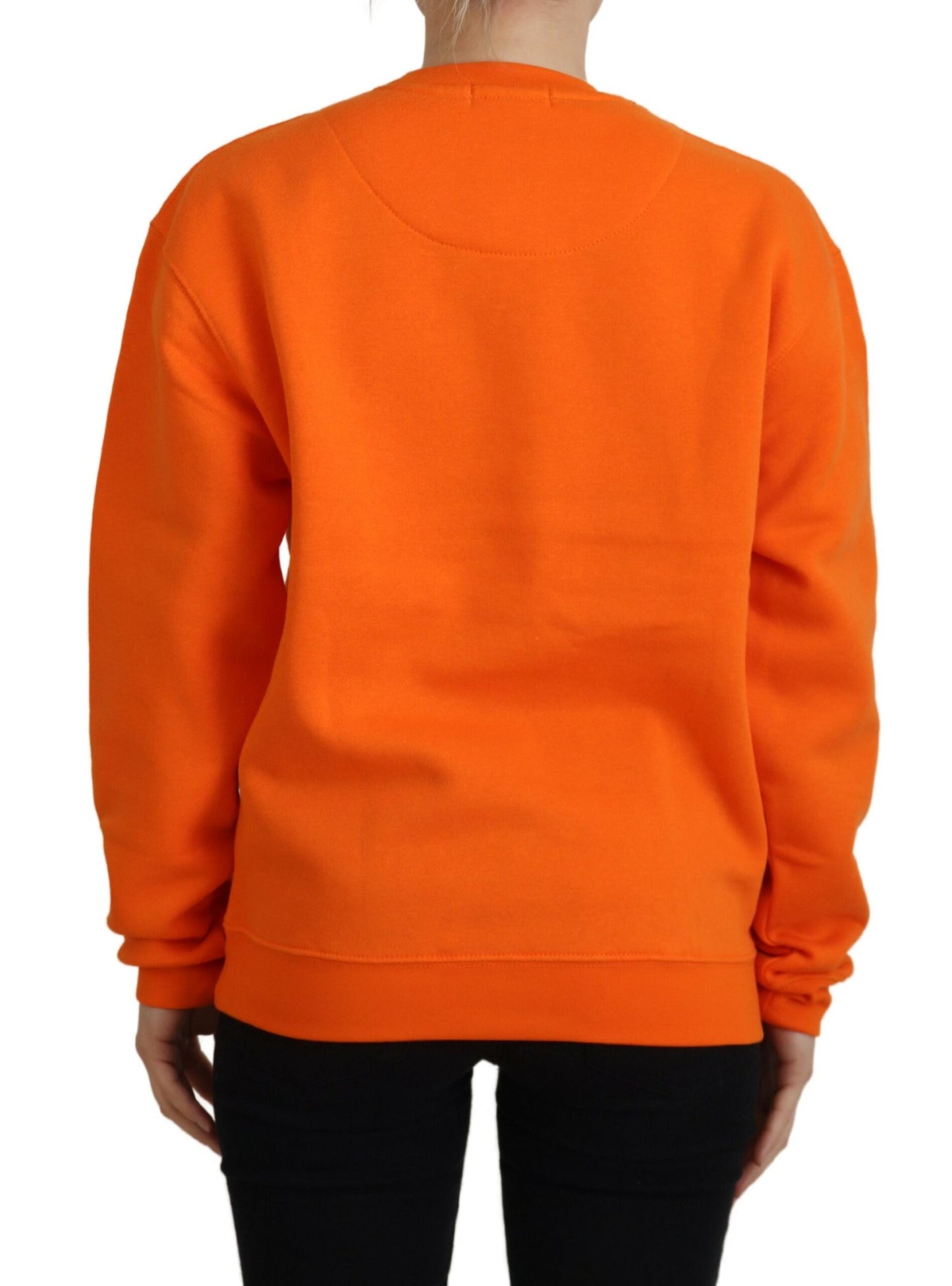 Orange bedruckter Pullover mit langen Ärmeln Pullover