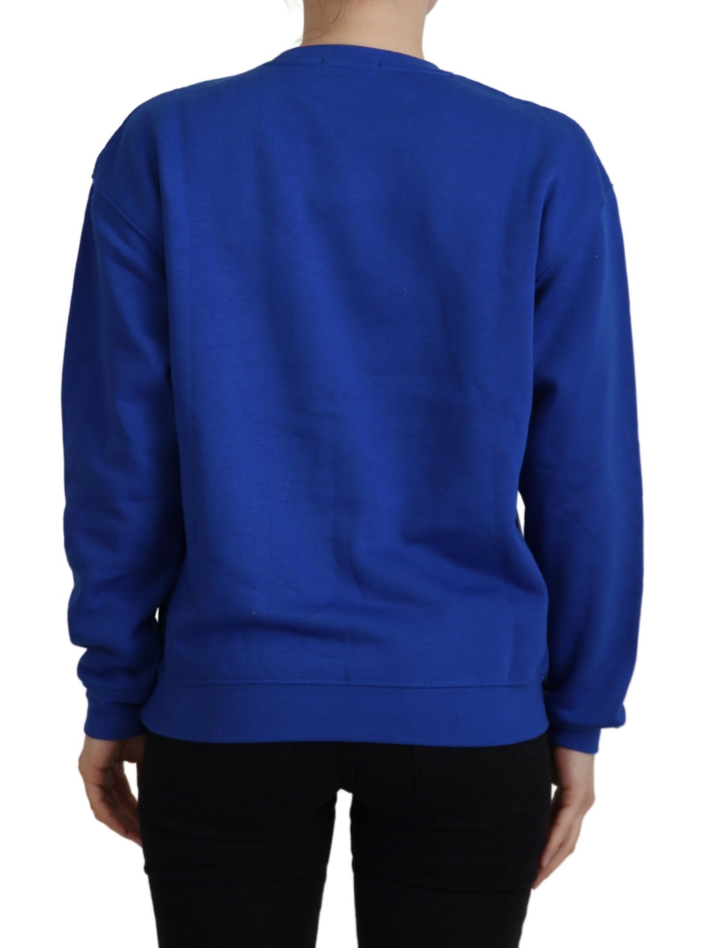 Blauer bedruckter Pullover mit langen Ärmeln Pullover