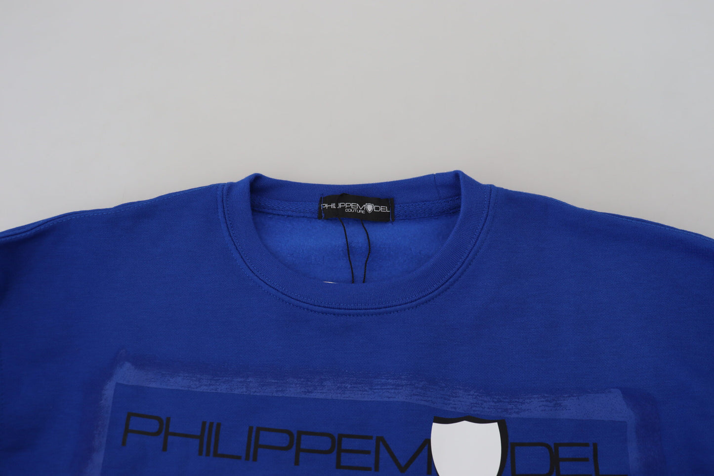 Blauer bedruckter Pullover mit langen Ärmeln Pullover