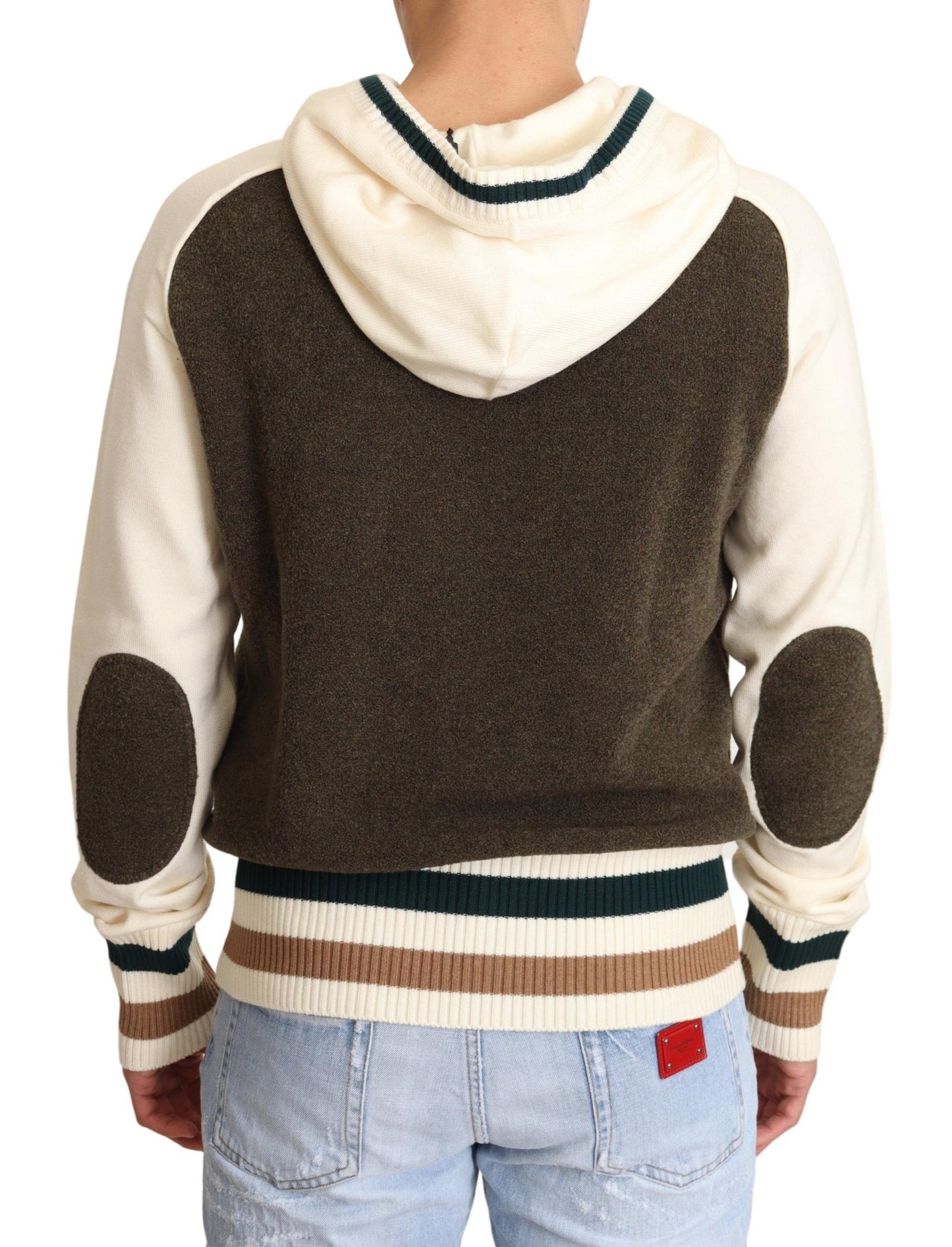 Pullover mit Kapuze aus beiger Wolle