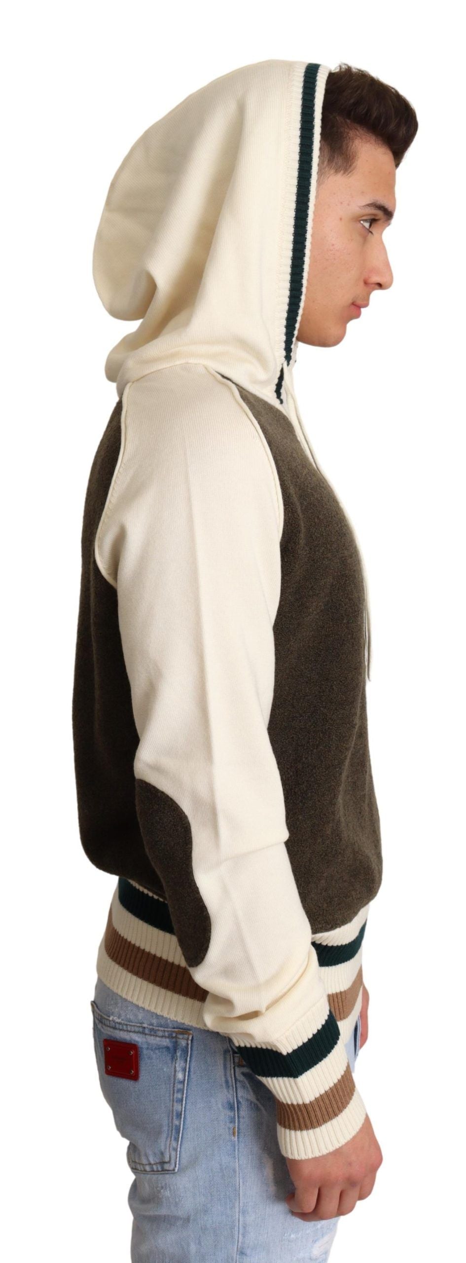 Pullover mit Kapuze aus beiger Wolle