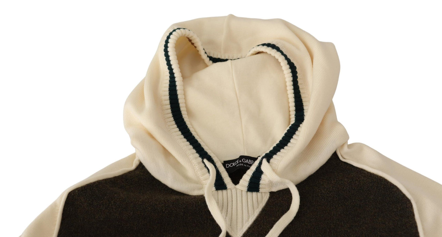 Pullover mit Kapuze aus beiger Wolle