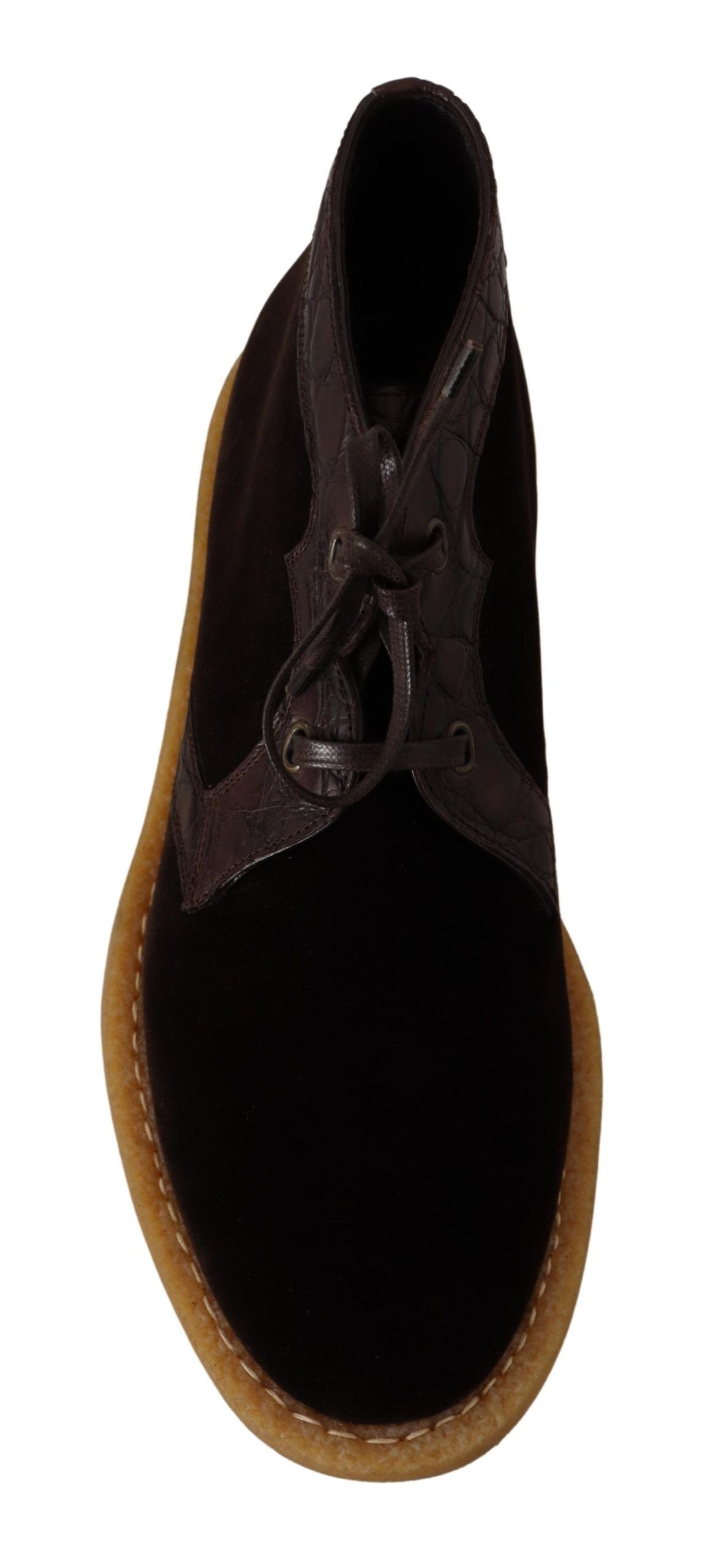 Braune Samtstiefel aus exotischem Leder