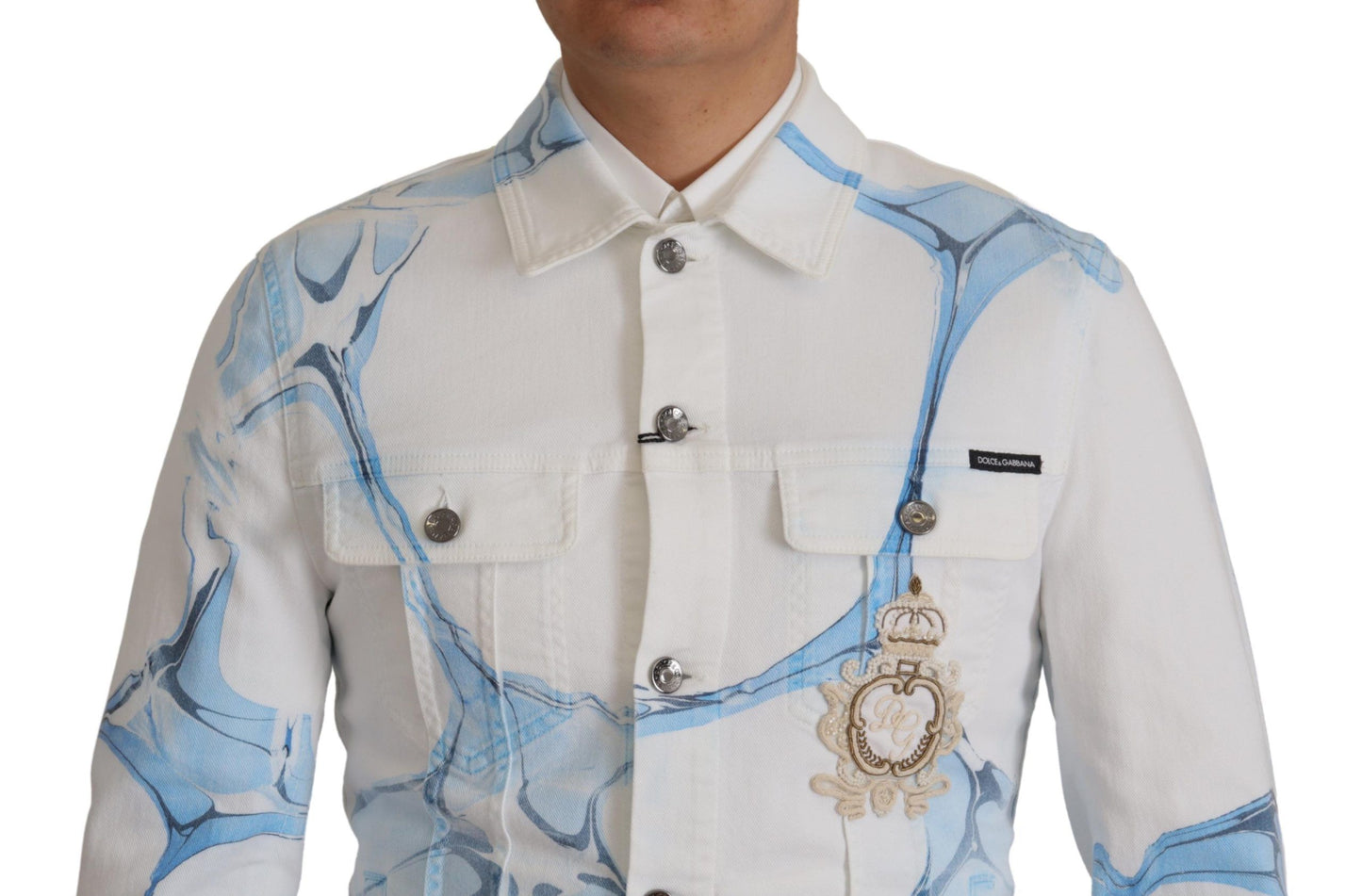 Weiße Denim-Jacke mit Logo-Stickerei aus Baumwolle