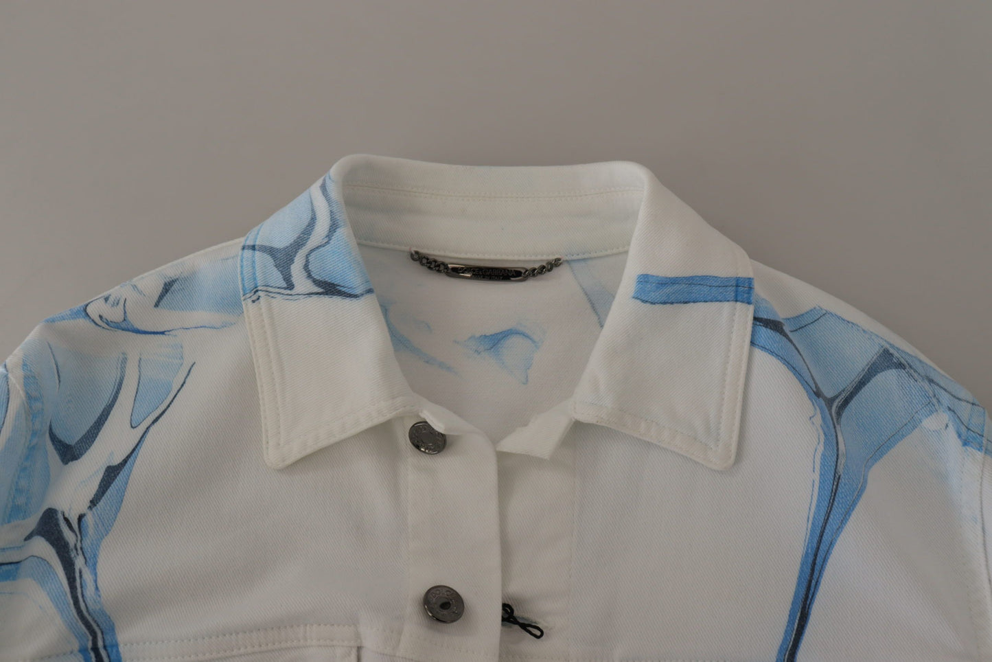 Weiße Denim-Jacke mit Logo-Stickerei aus Baumwolle