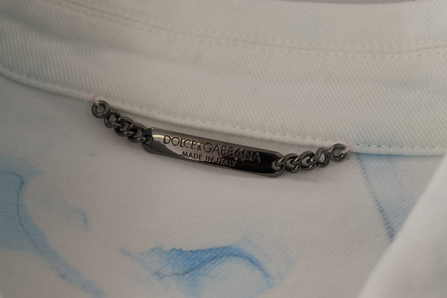 Weiße Denim-Jacke mit Logo-Stickerei aus Baumwolle