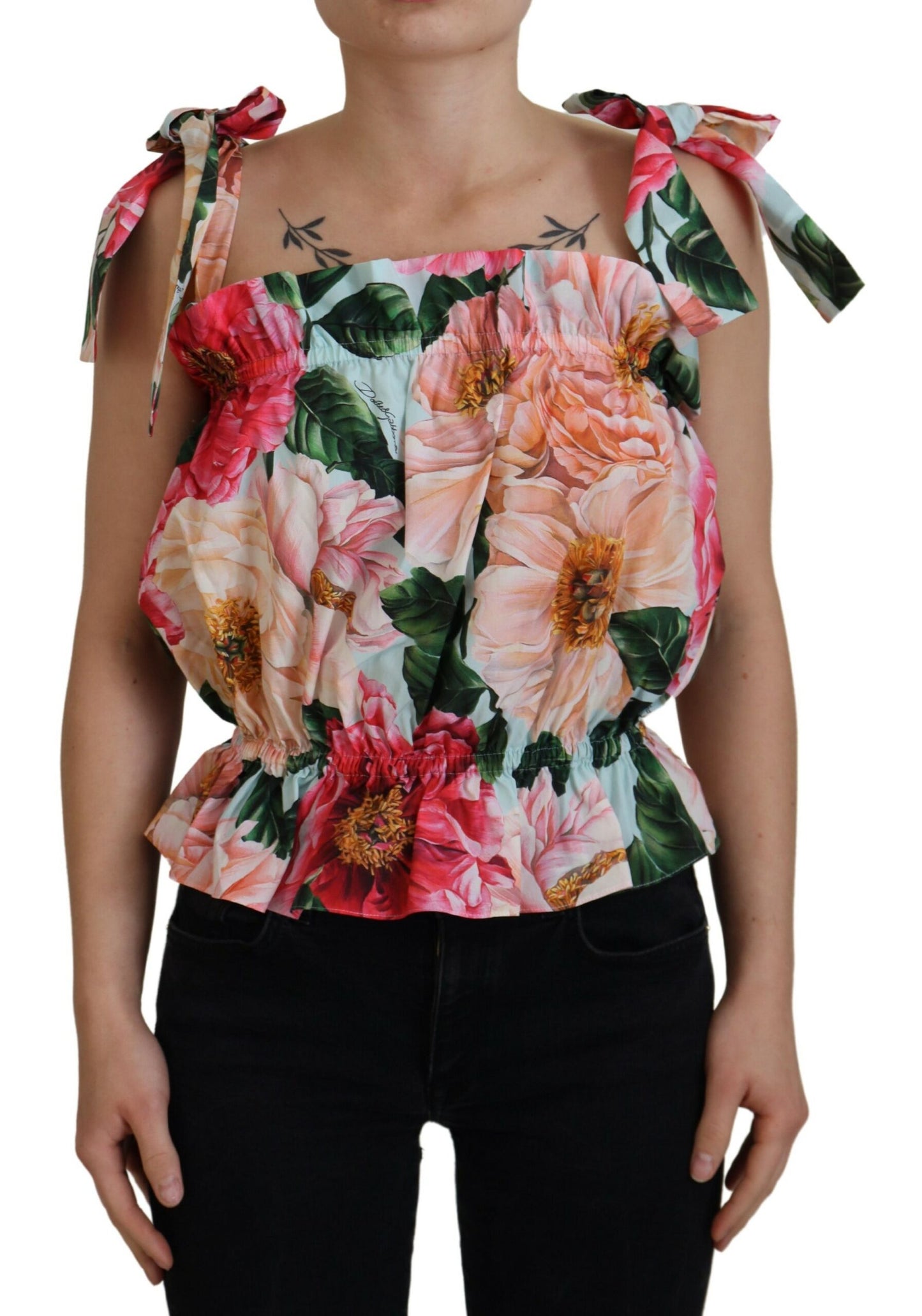 Mehrfarbiges ärmelloses Tank-Top mit Blumendruck