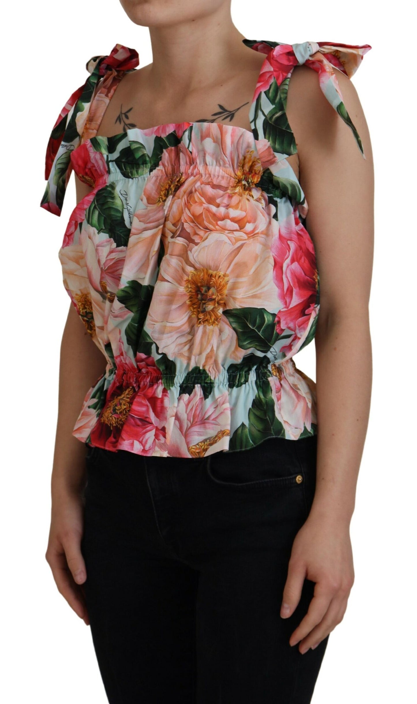 Mehrfarbiges ärmelloses Tank-Top mit Blumendruck