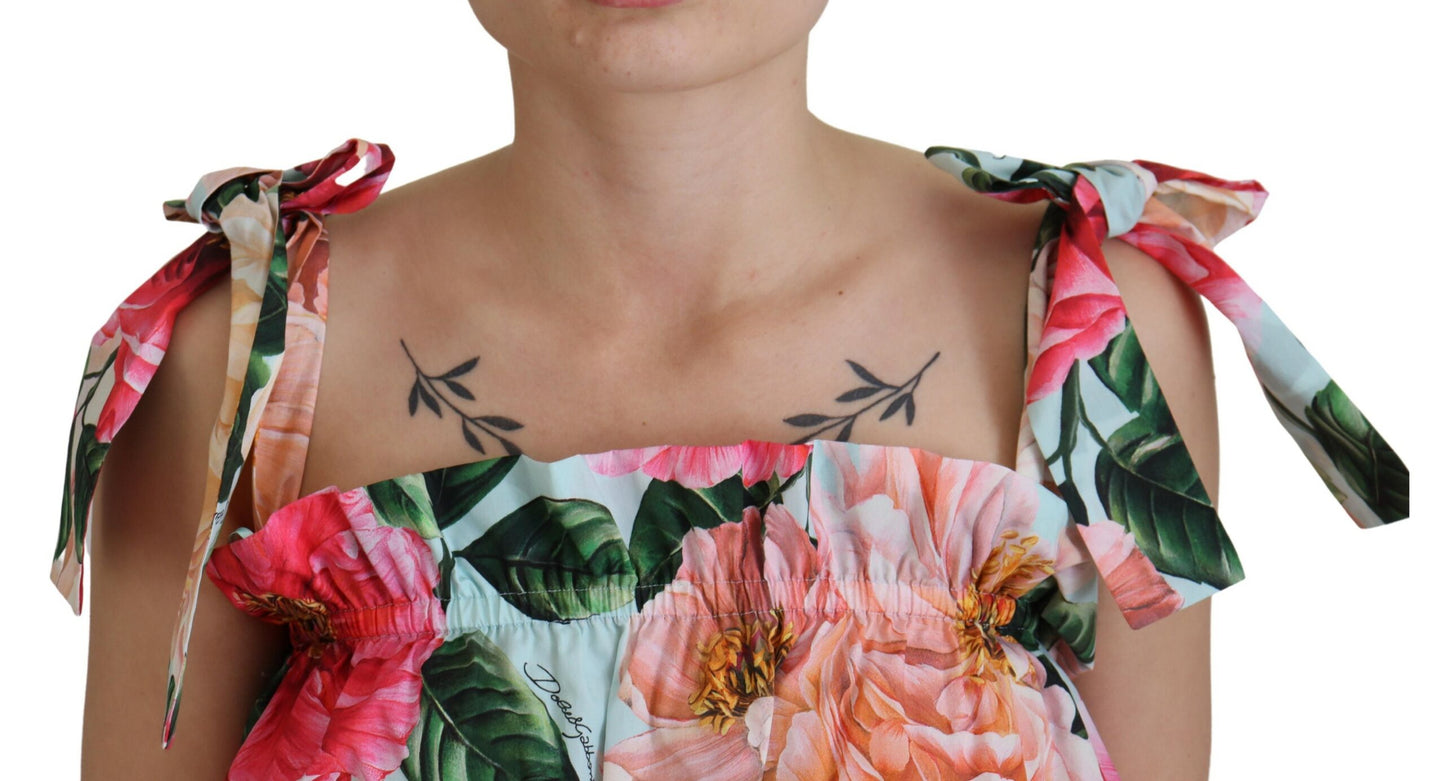 Mehrfarbiges ärmelloses Tank-Top mit Blumendruck