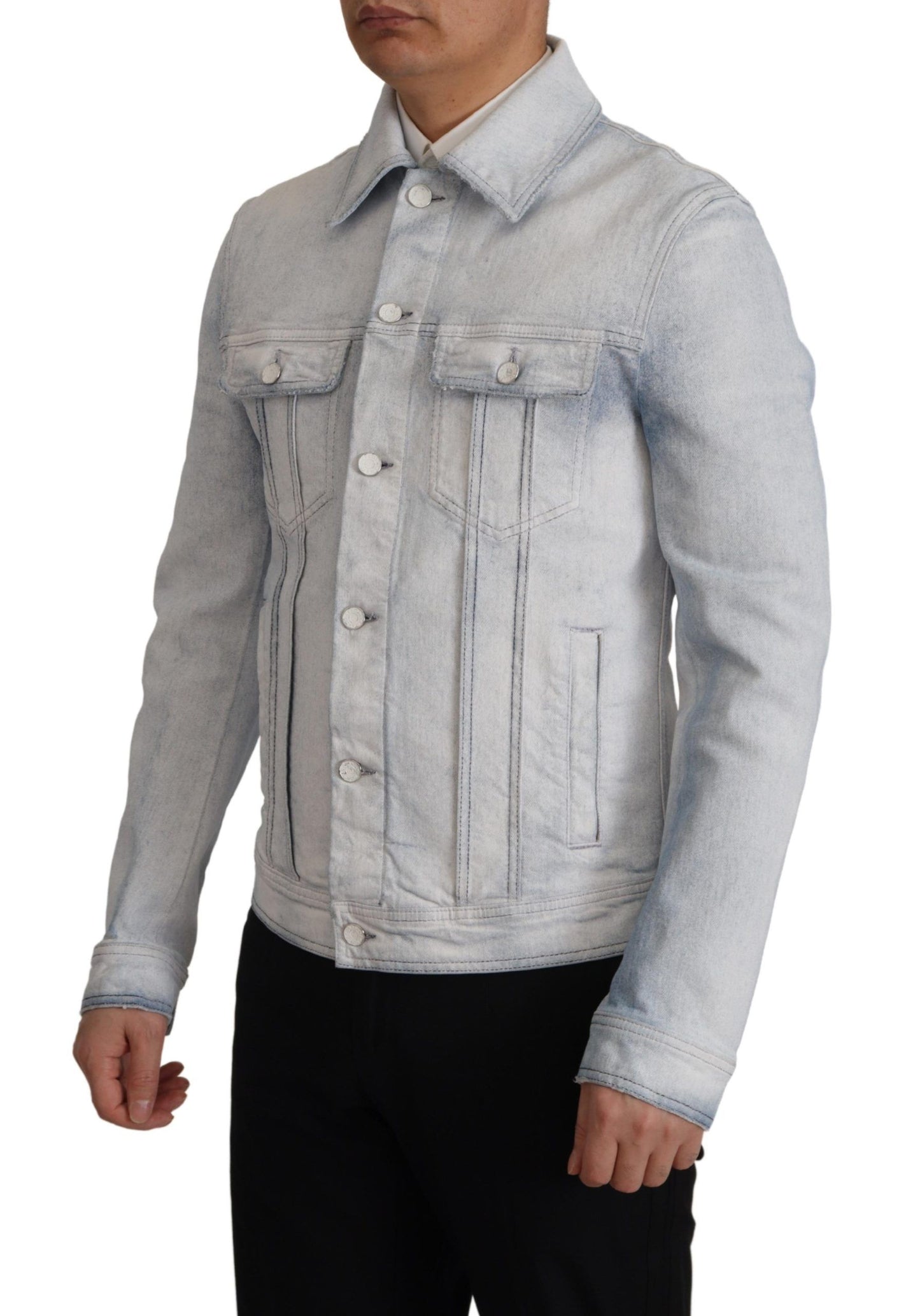 Hellblaue Baumwoll-Stretch-Denim-Jacke für Männer