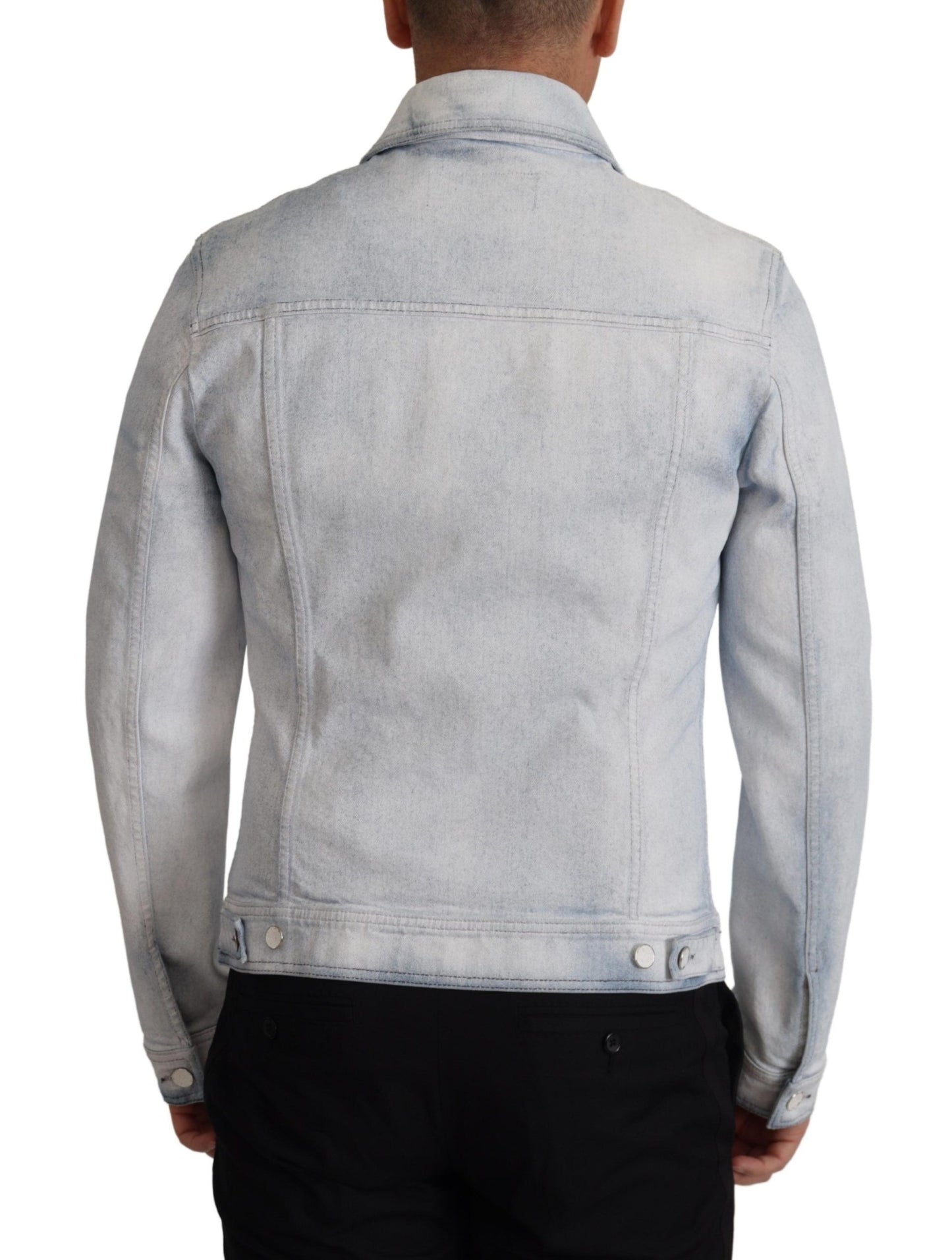 Hellblaue Baumwoll-Stretch-Denim-Jacke für Männer