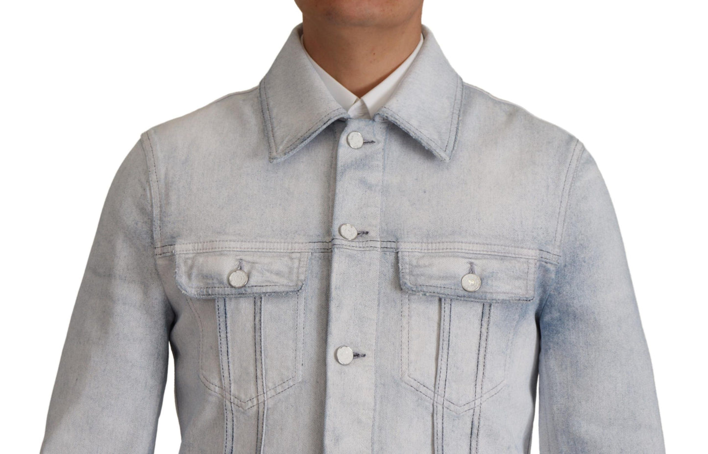 Hellblaue Baumwoll-Stretch-Denim-Jacke für Männer