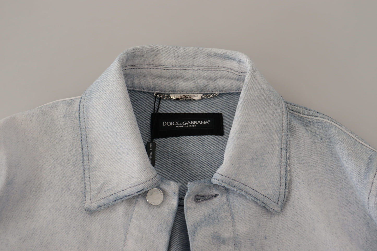 Hellblaue Baumwoll-Stretch-Denim-Jacke für Männer