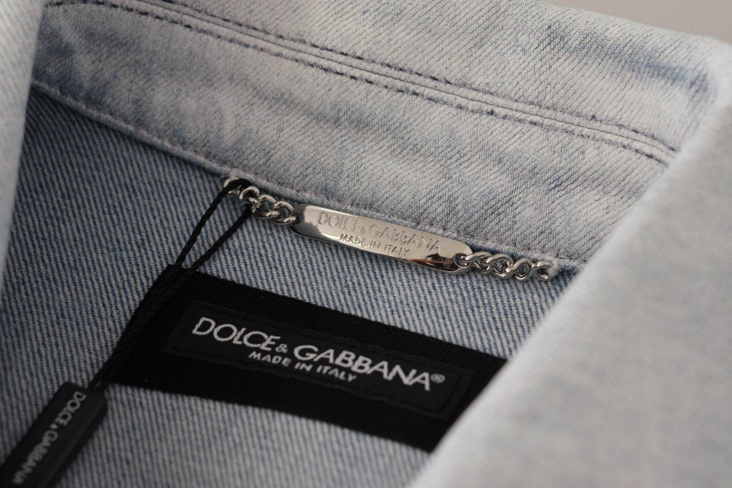 Hellblaue Baumwoll-Stretch-Denim-Jacke für Männer