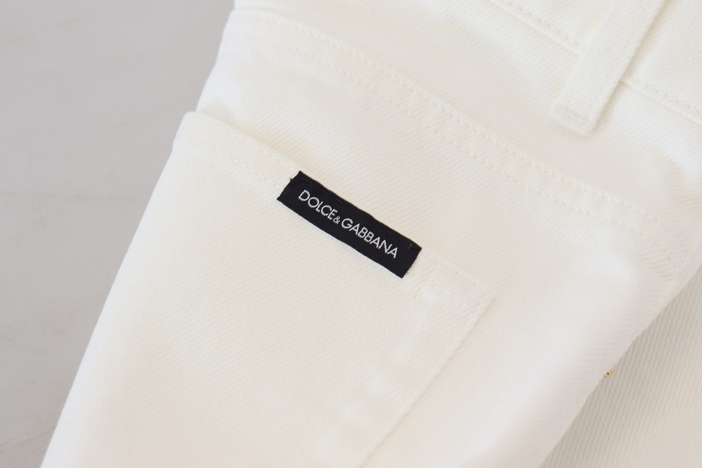 Weiße Jeans mit hoher Taille aus Baumwoll-Denim