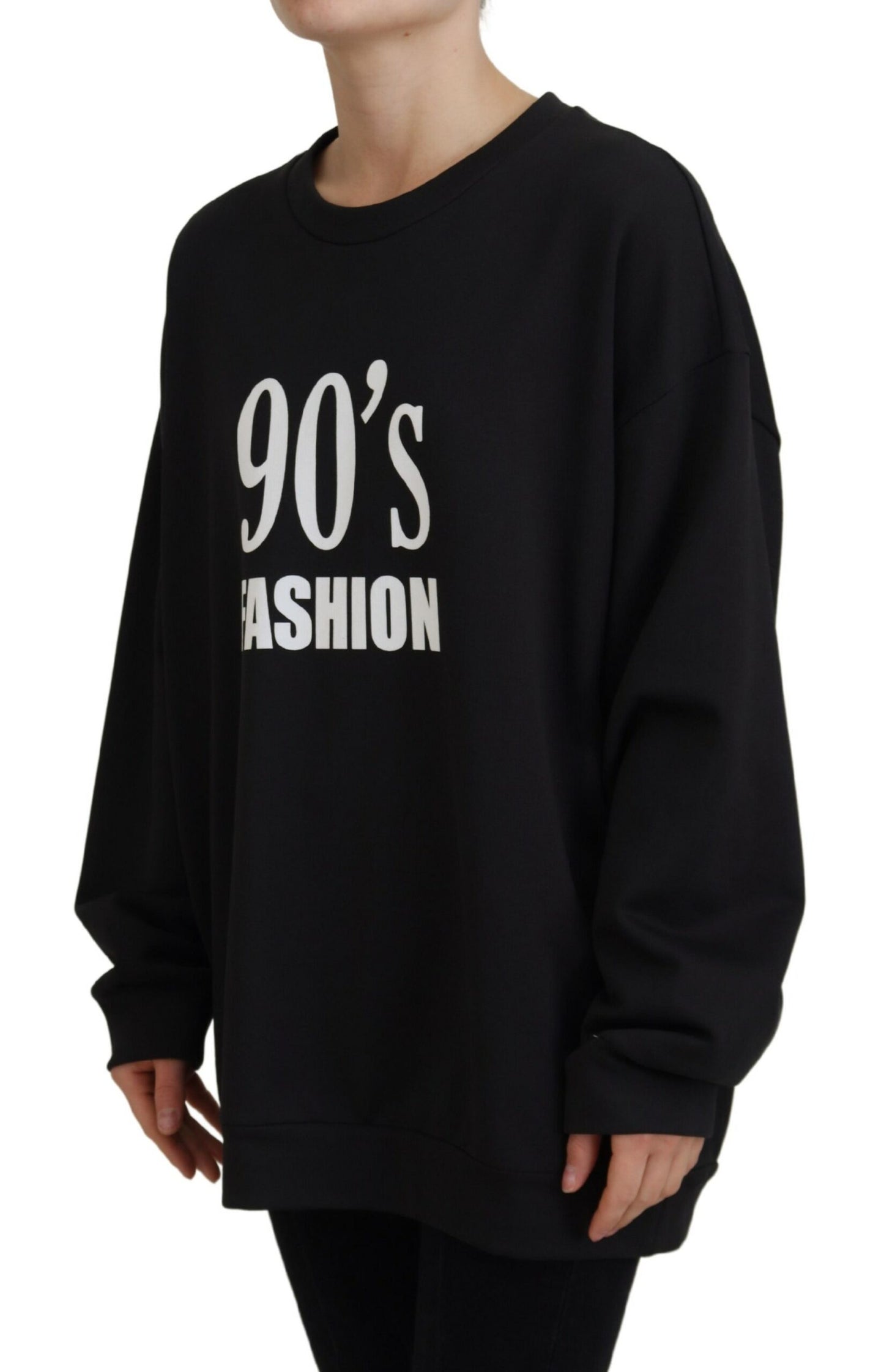 Schwarzer 90's Fashion Baumwollpullover