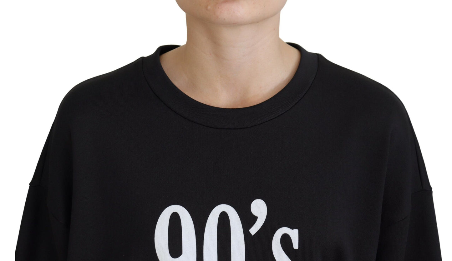 Schwarzer 90's Fashion Baumwollpullover