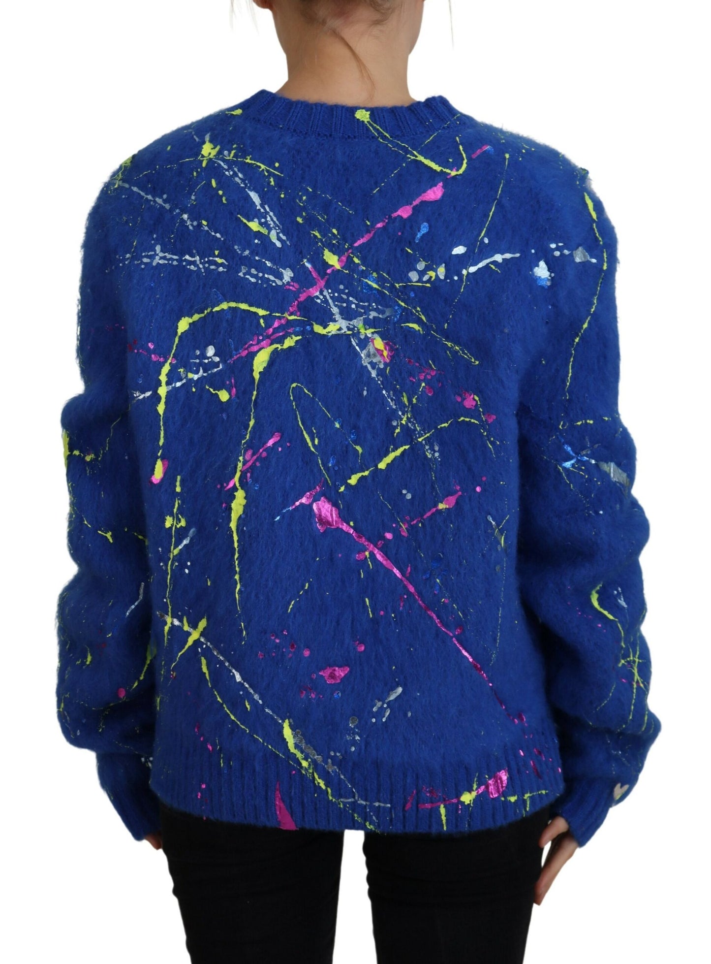 Blauer Color Splash Mohair Cardigan Pullover